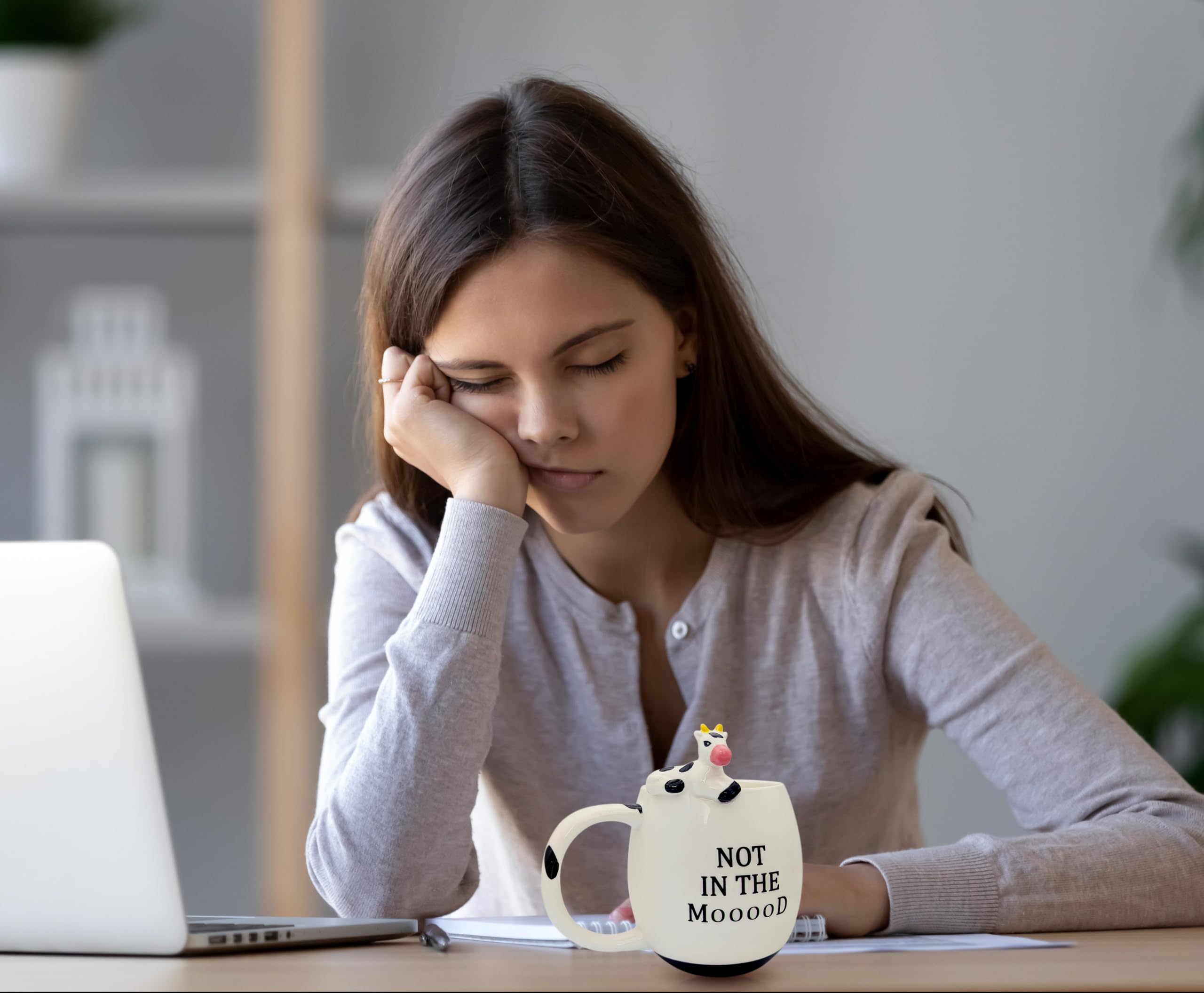 Decodyne Funny Cow Coffee Mug, White Elephant Gifts for Adults, Gag Gifts for Adults, Cute Stuff For Women and Men, Funny Cowork