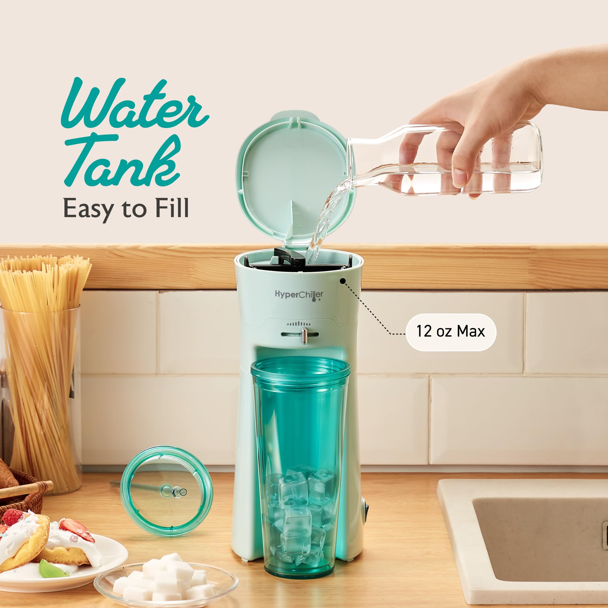 Hyperchiller Ehc824 Iced & Hot Coffee Maker, Adjustable Flow/Strength Lever, Includes 20 Oz. Tumbler & Reusable Straw, Compatibl