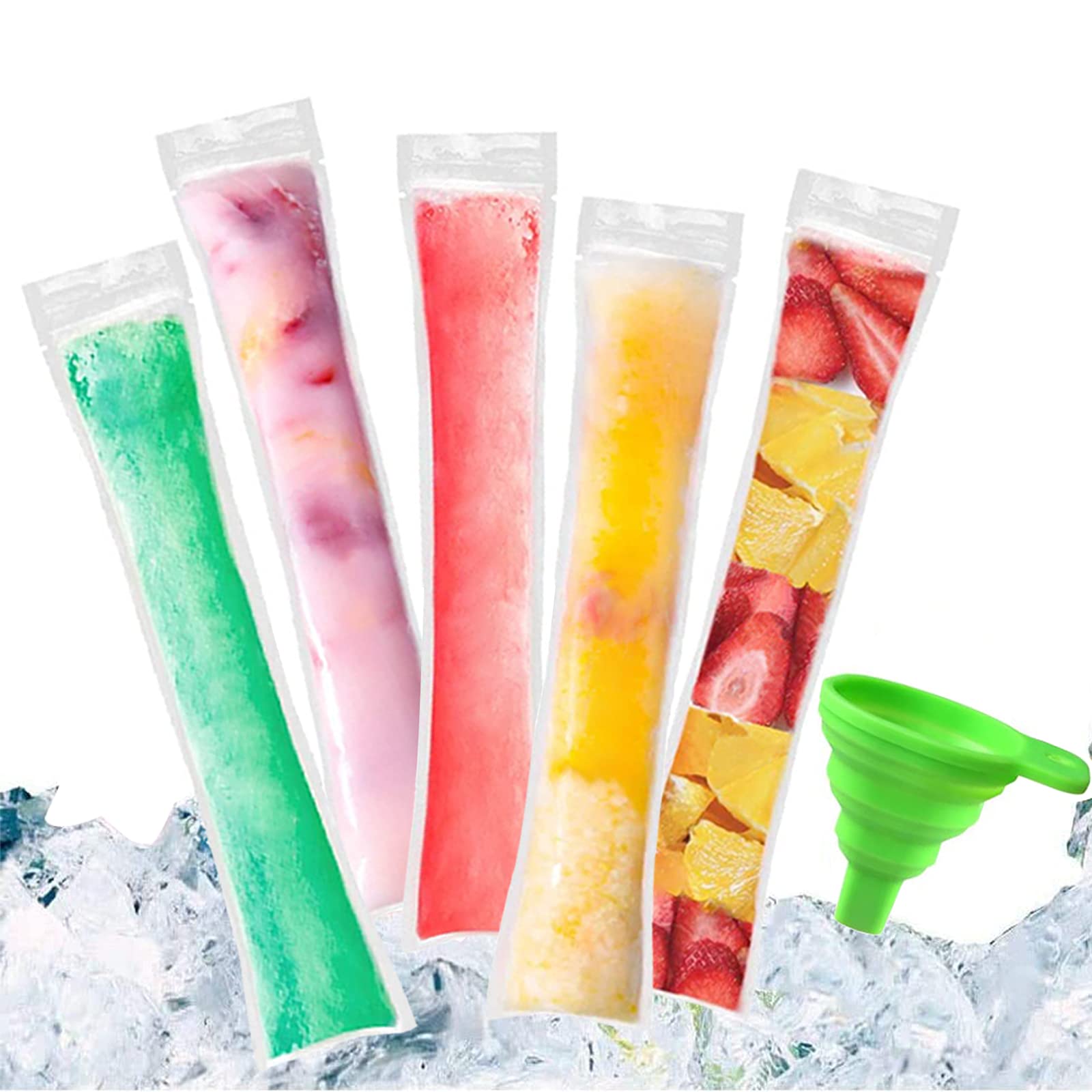 100 Pcs Pop Bags Pop Mold Bags Popsicle Pouches Popsicle Molds Bags Bpa Free Ice Pop Pouch With A Funnel For Yogurt, Ice Candy,