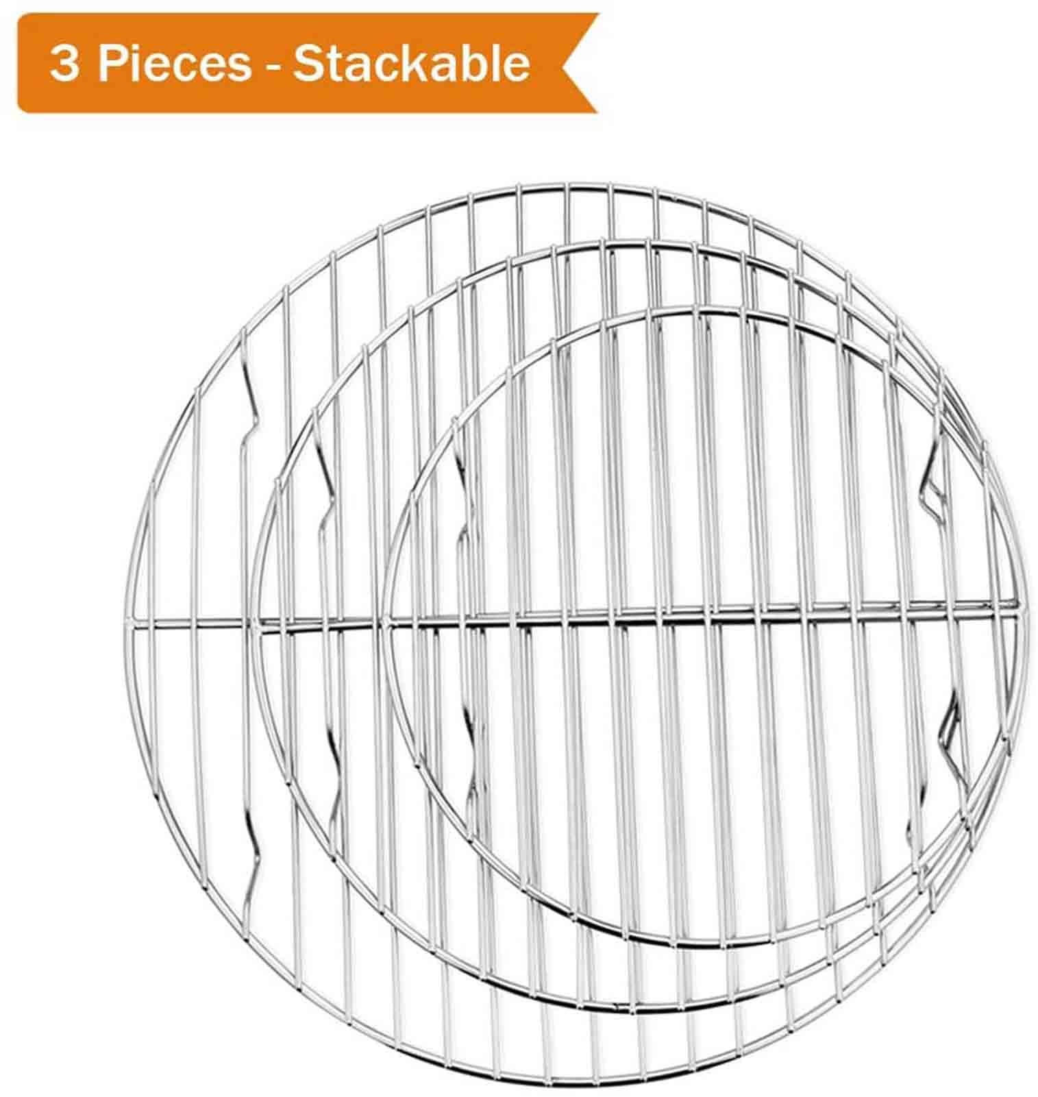 Teamfar Round Cooling Rack Set Of 3, 7 & 9 & 10 Inch, Stainless Steel Round Baking Steaming Rack Set, Fit For Oven/Pot/Air Fryer