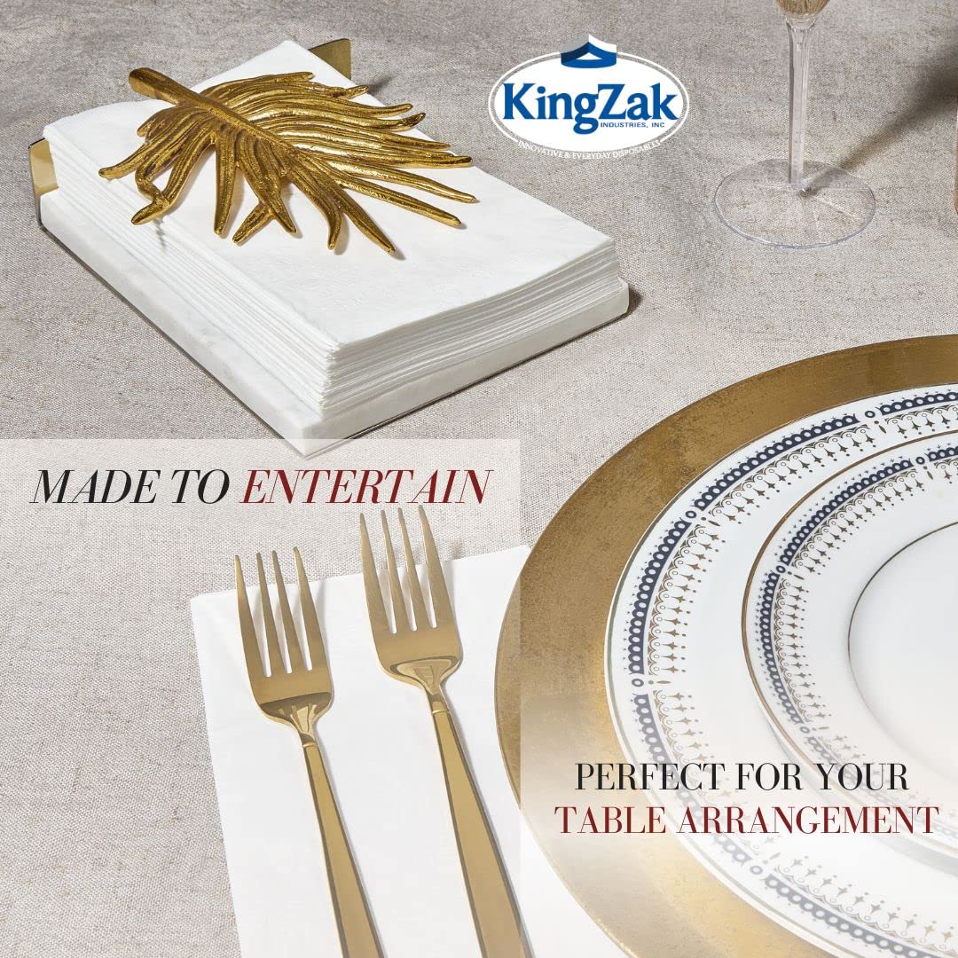 Kingzak White Dinner 16.5''X15''  Eight Fold  2-Ply  Pack of 200 Napkin  200 Count