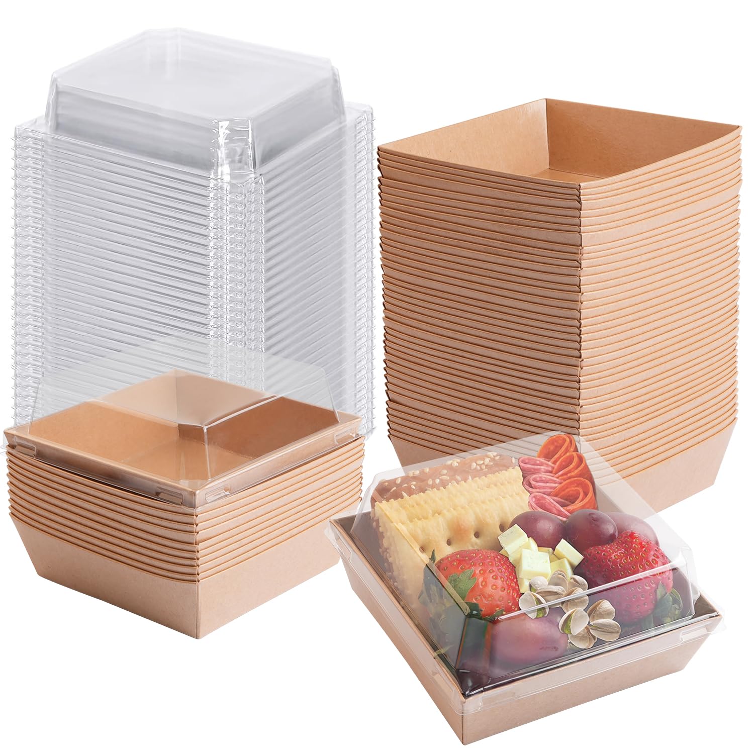 IFUCTYE 50 Pack Charcuterie Boxes with Clear Lids - Small Charcuterie Boxe 4 Inch Dessert Boxes for Presenting and Transporting 