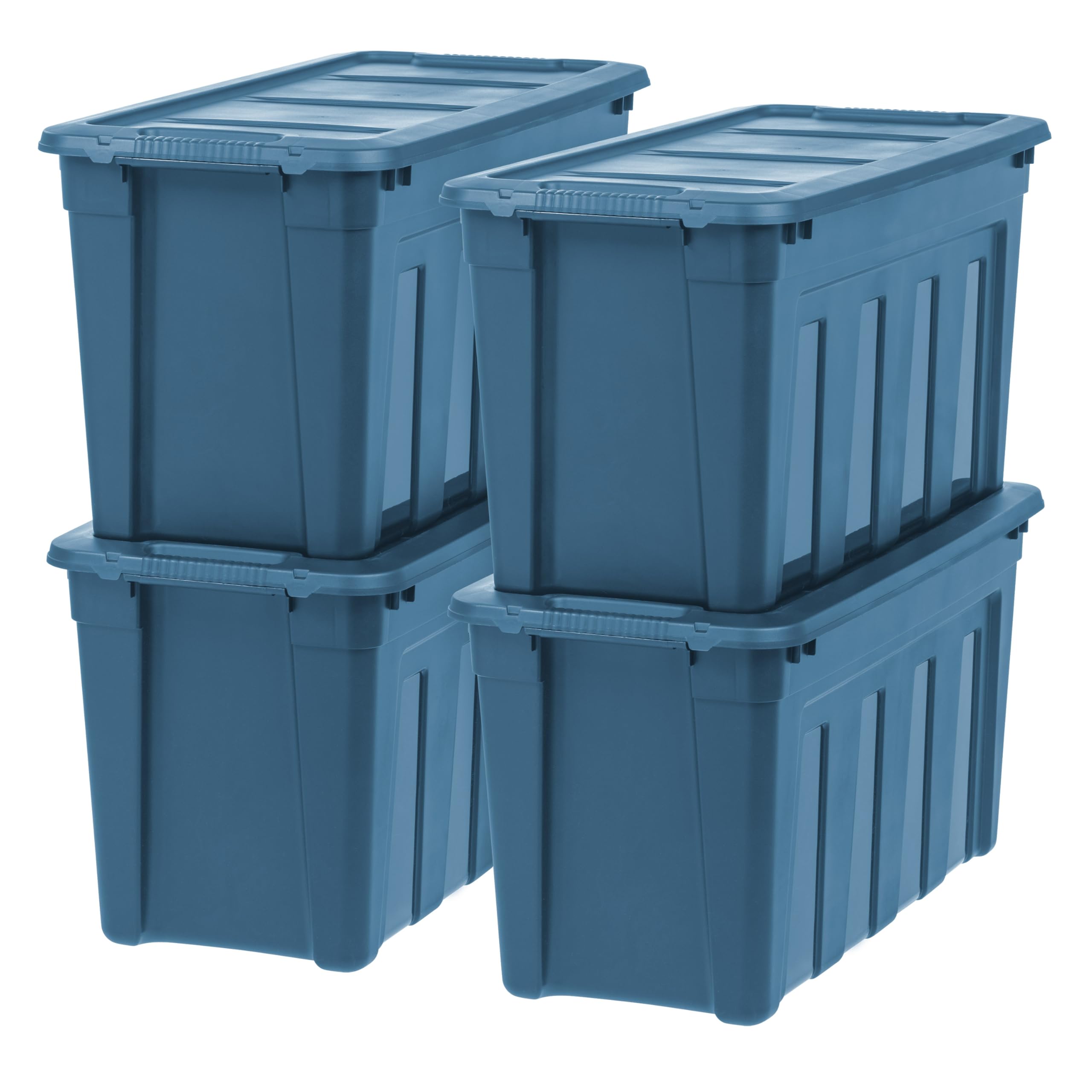 Iris Usa 31 Gallon Eco-Friendly Heavy Duty Totes For Storage With Easy-Grip Handles, 4 Pack - Made In Usa, Storage Bins With Lid