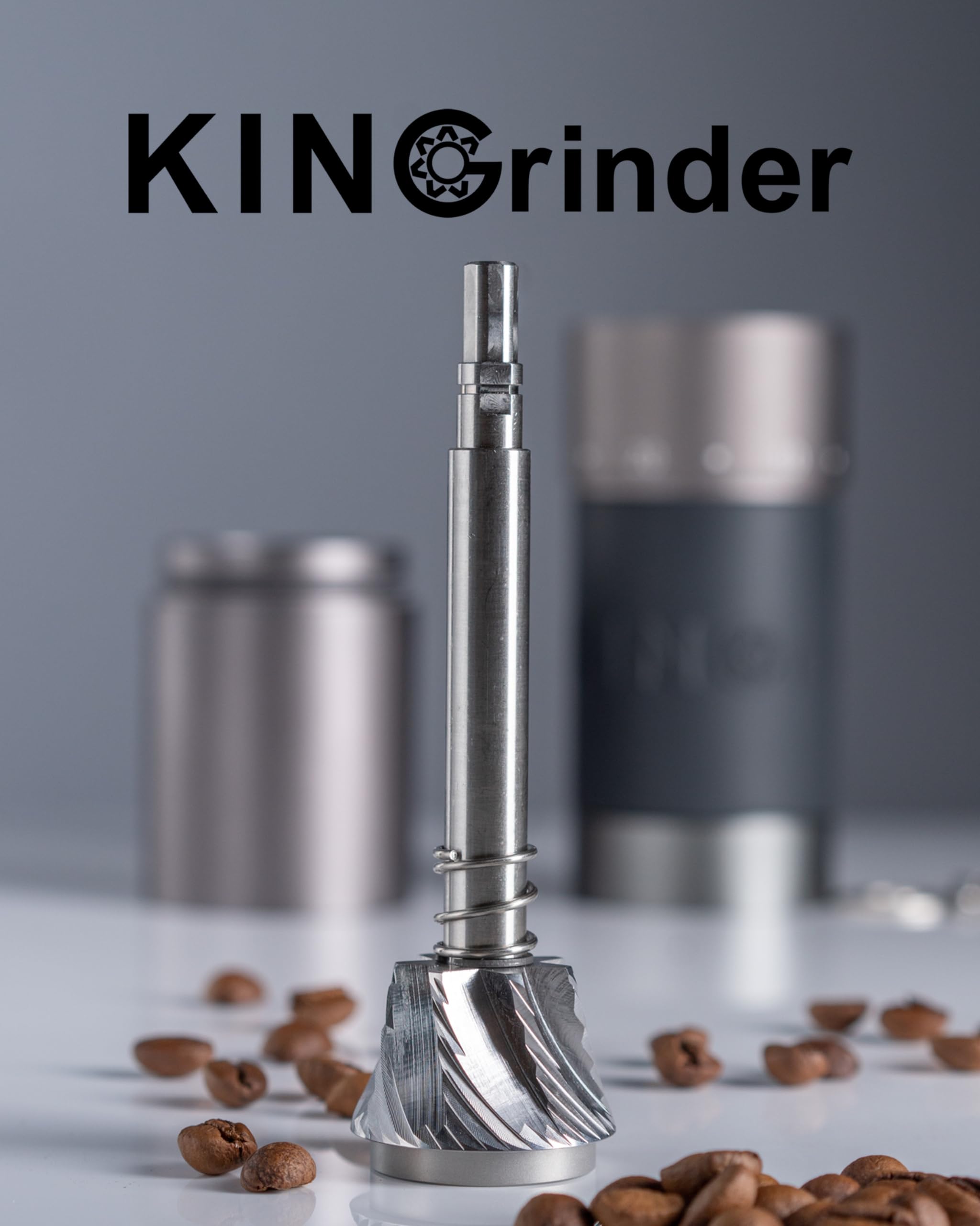 KINGrinder K6 Manual Coffee Grinder, Stainless Steel Conical Burr, 35g Capacity, Iron Grey, Straight Handle, Ideal for French Press & Espresso