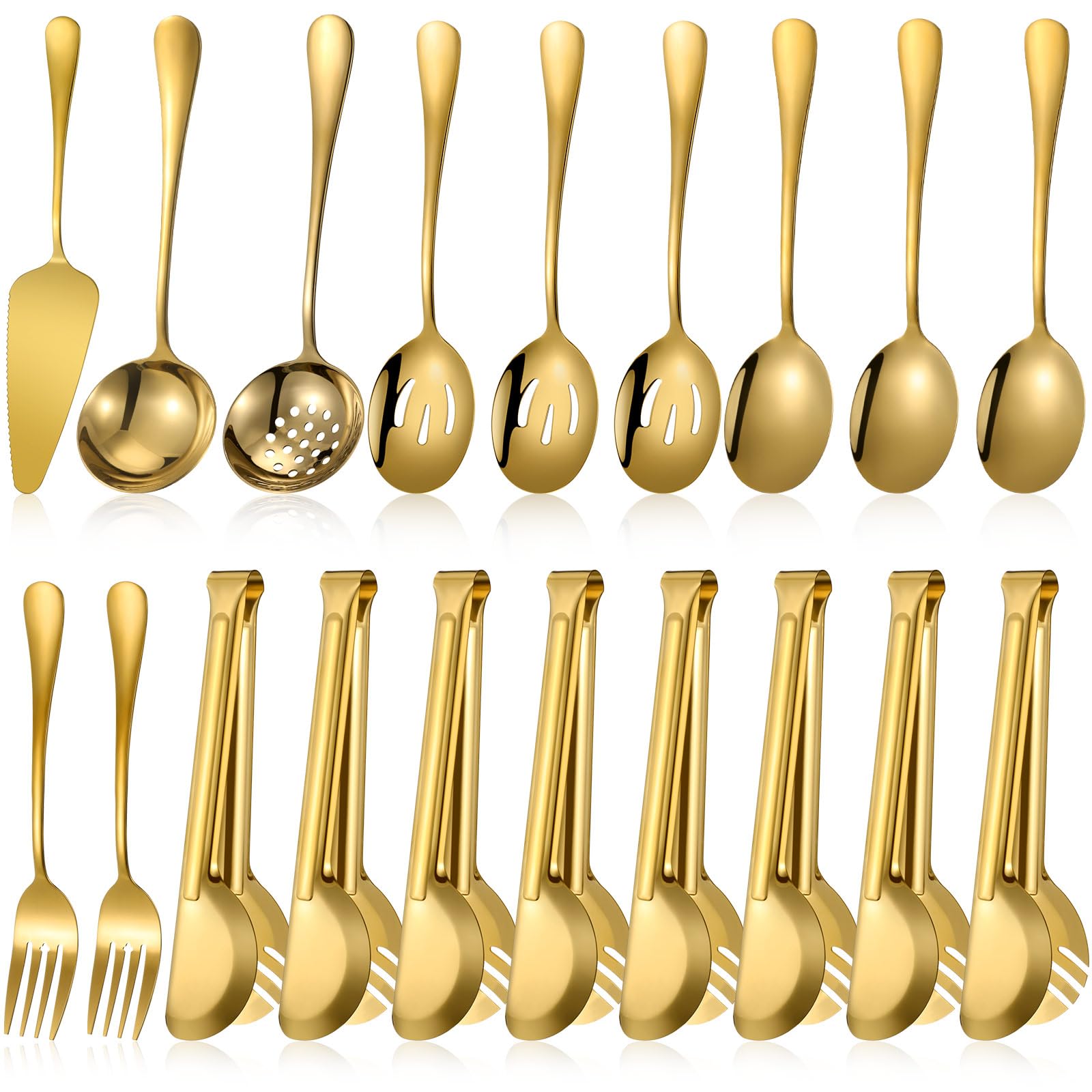 Tanlade 19 Pcs Gold Stainless Steel Serving Utensils Set for Buffet Party