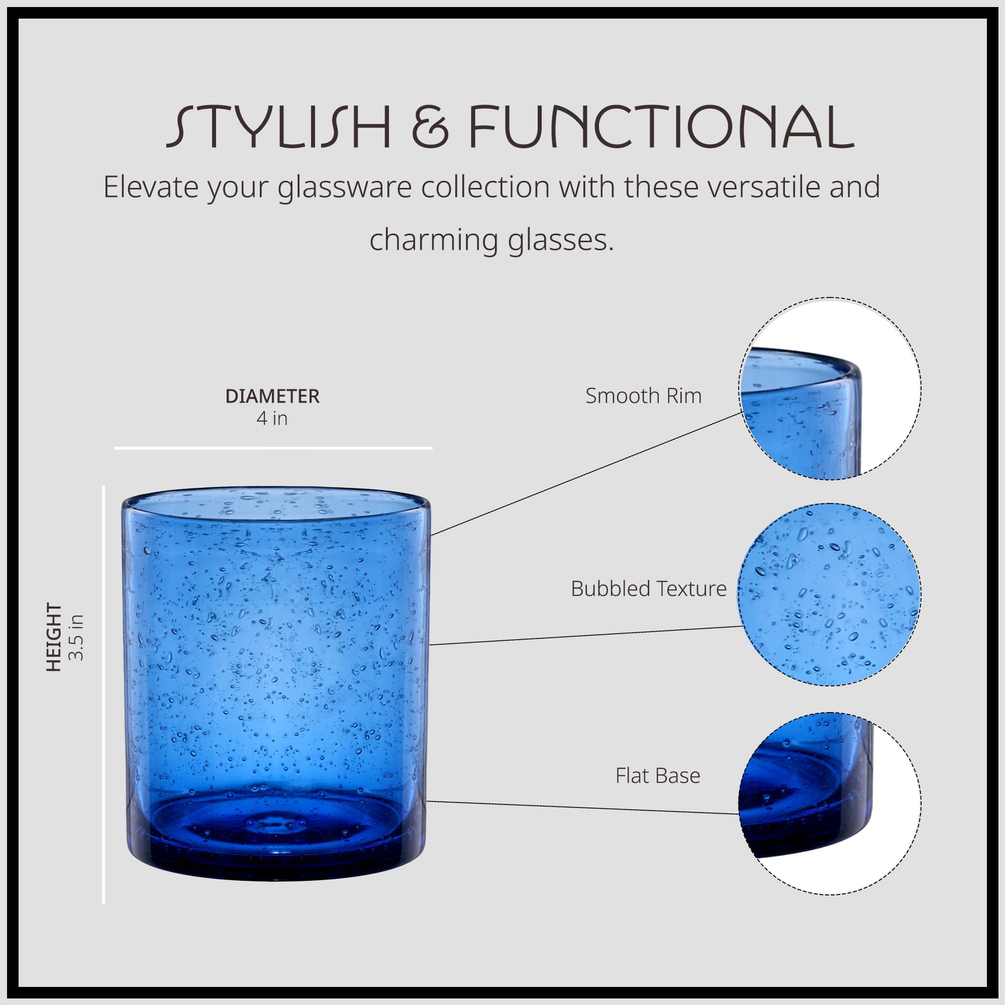 Artland Iris Double Old Fashioned Glasses  Cobalt Blue  Set of 4