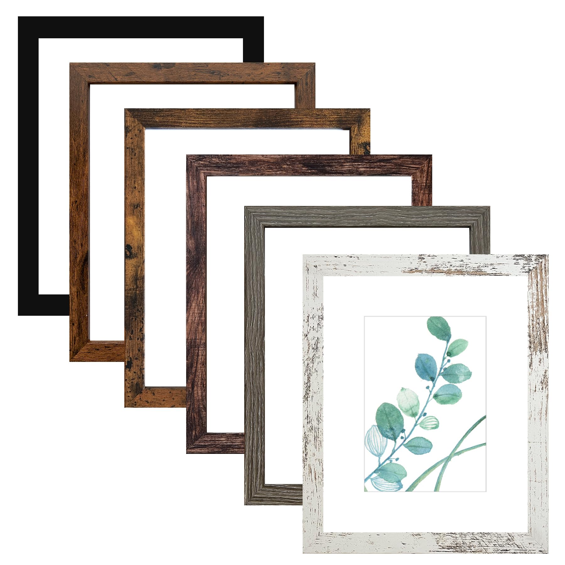 SESEAT 8x10 Picture Frame Set of 6, Display Pictures 5x7 With mat or 8x10 Without Mat, Mix Multi Color
