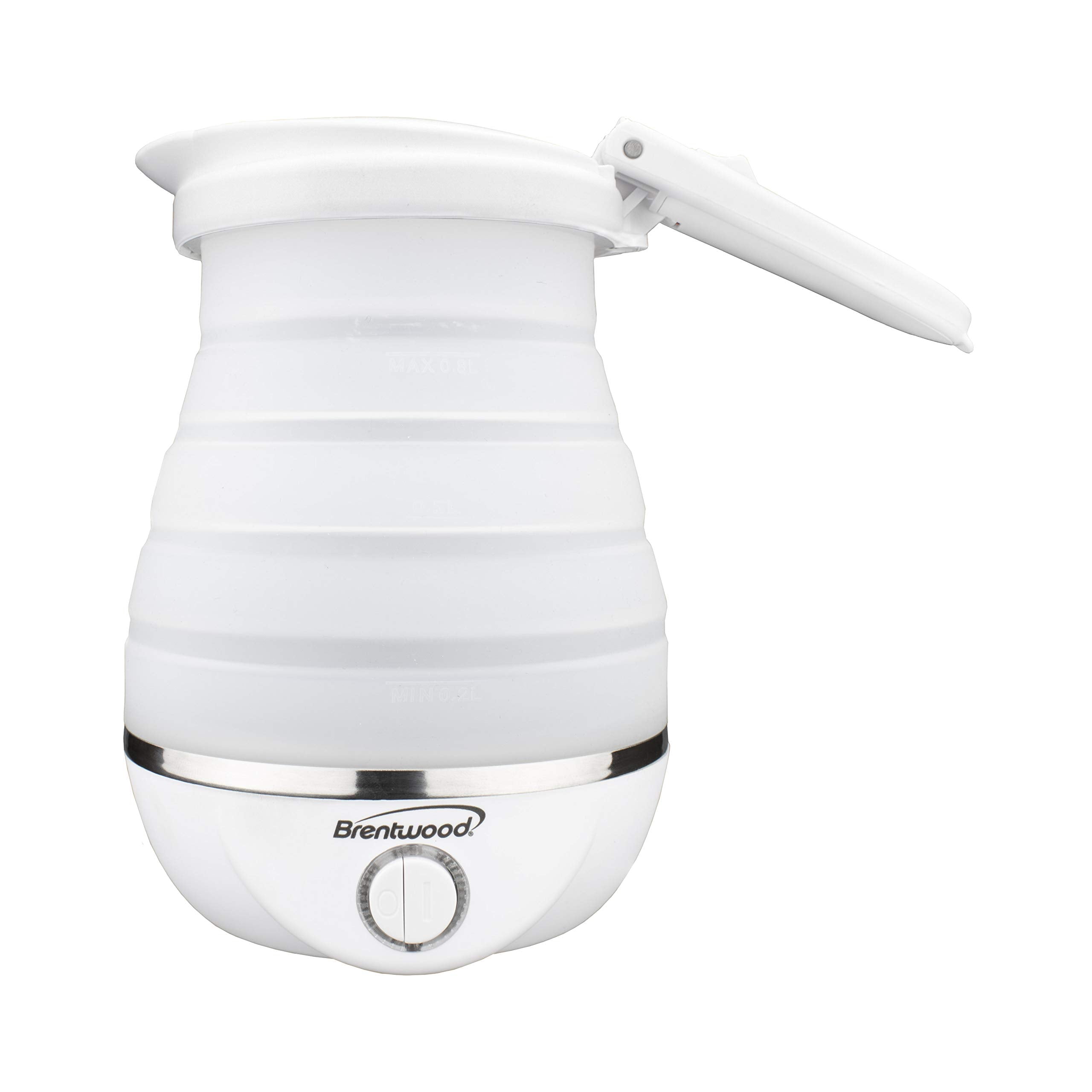 Brentwood Kt-1508W Dual Voltage 120/220 Volt 0.8 Liter Collapsible-Travel Kettle, White