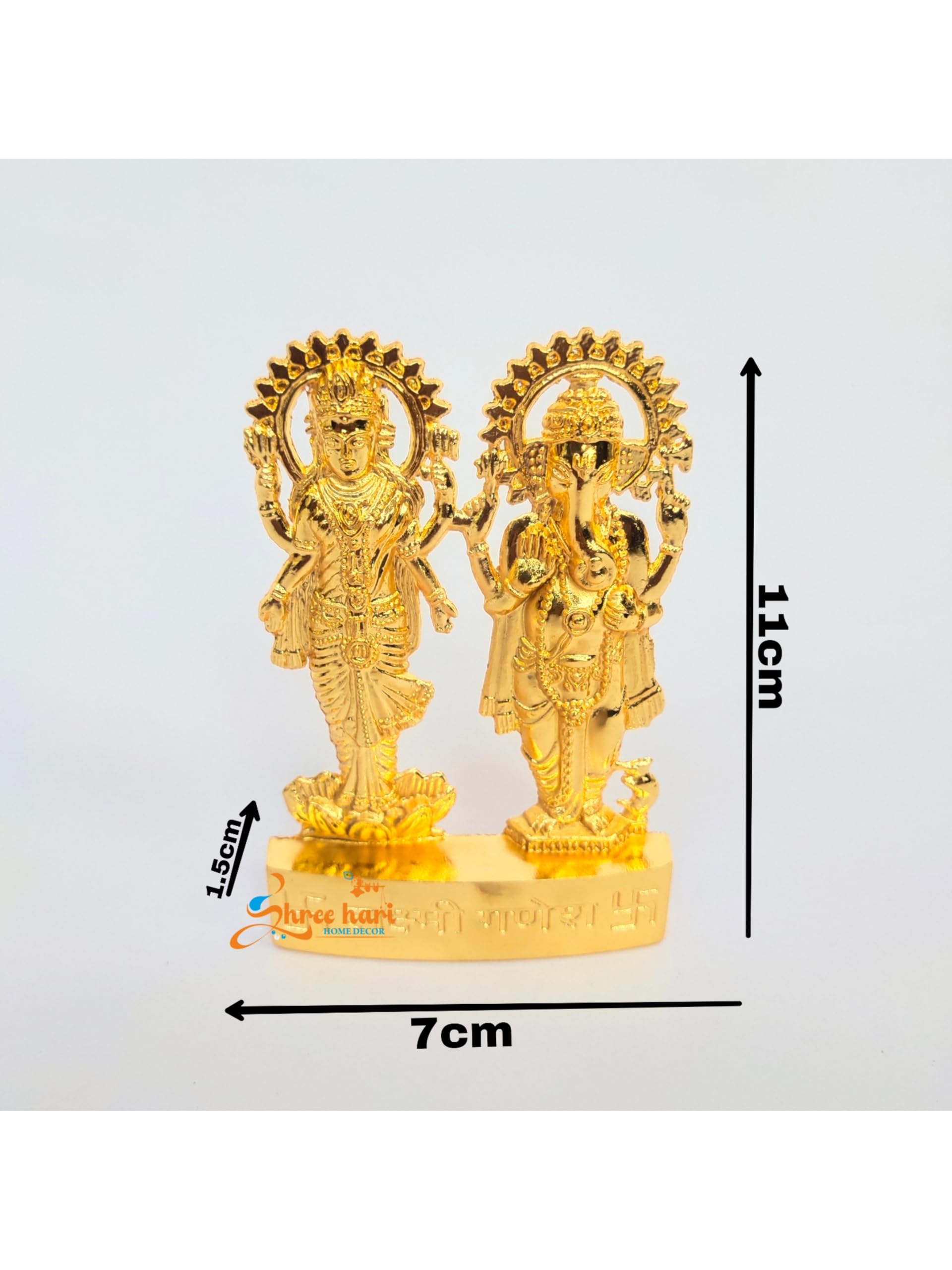 Shree Hari Home Decor Handicraft Metal Laxmi Ganesha Pujan Set Auspicious Indian Art Statues Idol For Car Dashboard Mandir Pooja