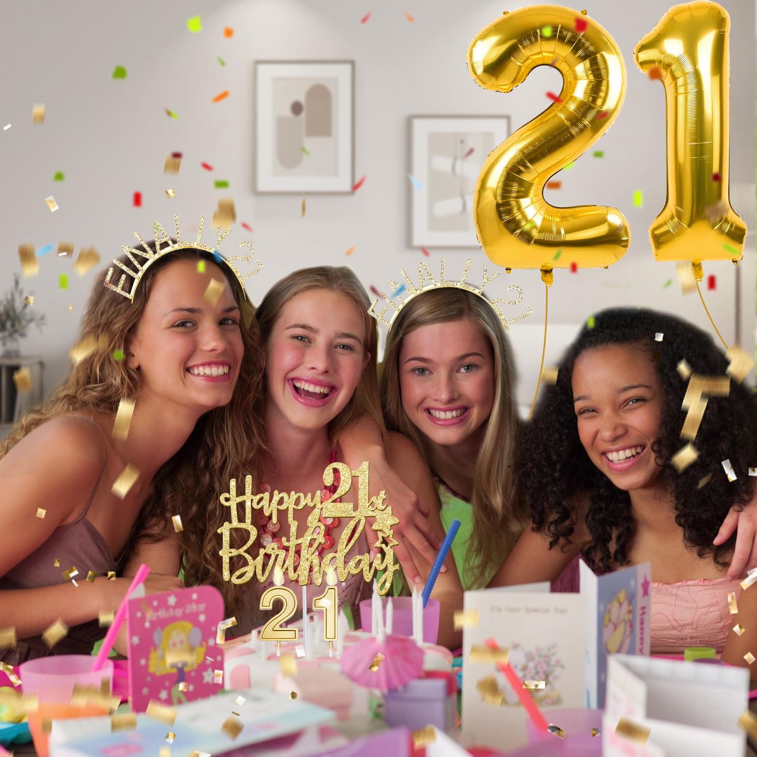 21St Birthday Decorations For Her Include 21St Birthday Sash And Rhinestone Finally 21 Headband / Tiara, 21 Birthday Candles And
