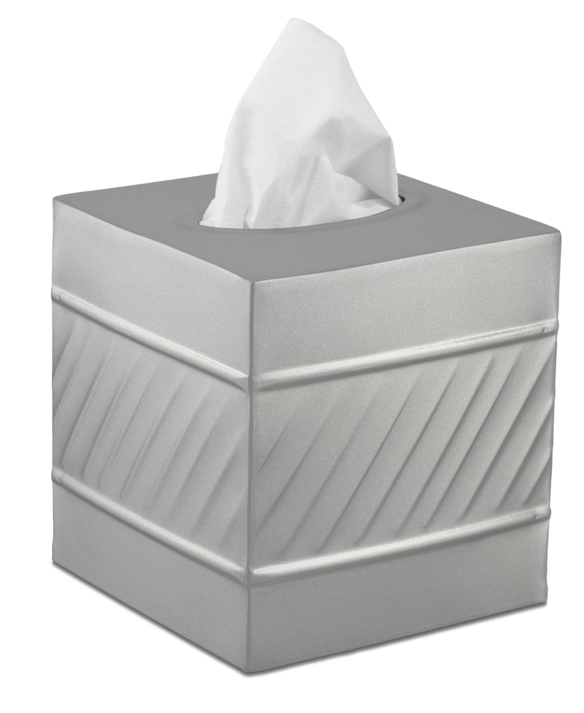 Monarch Abode 39427 Handcrafted Tissue Box Square Cover Holder And Dispenser, Wave Embossed, Metal Dresser Accessories For Offic