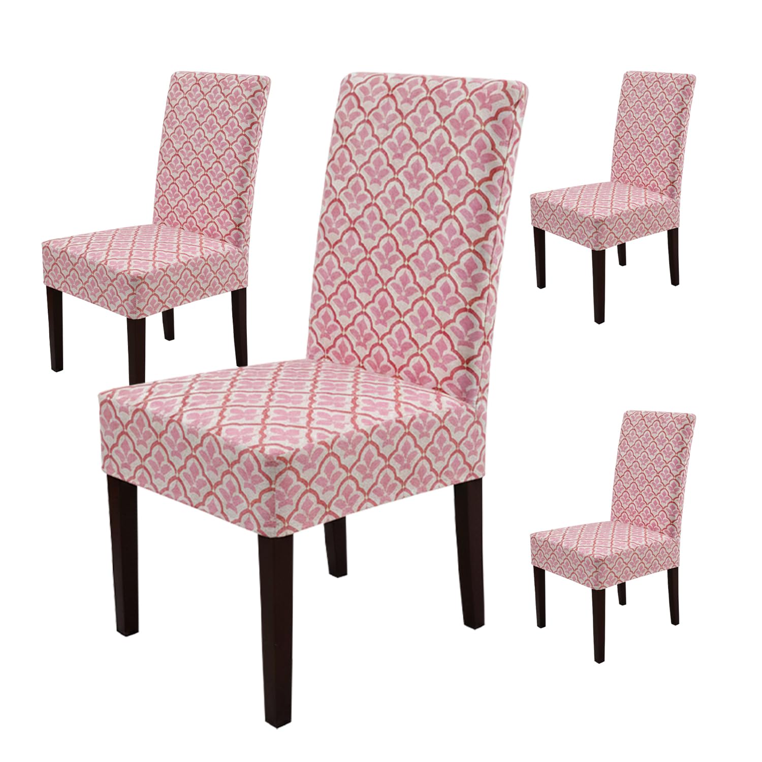 House Of Quirk Elastic Chair Cover Stretch Removable Washable Short Dining Chair Cover Protector Seat Slipcover (Pack Of 4, Peac