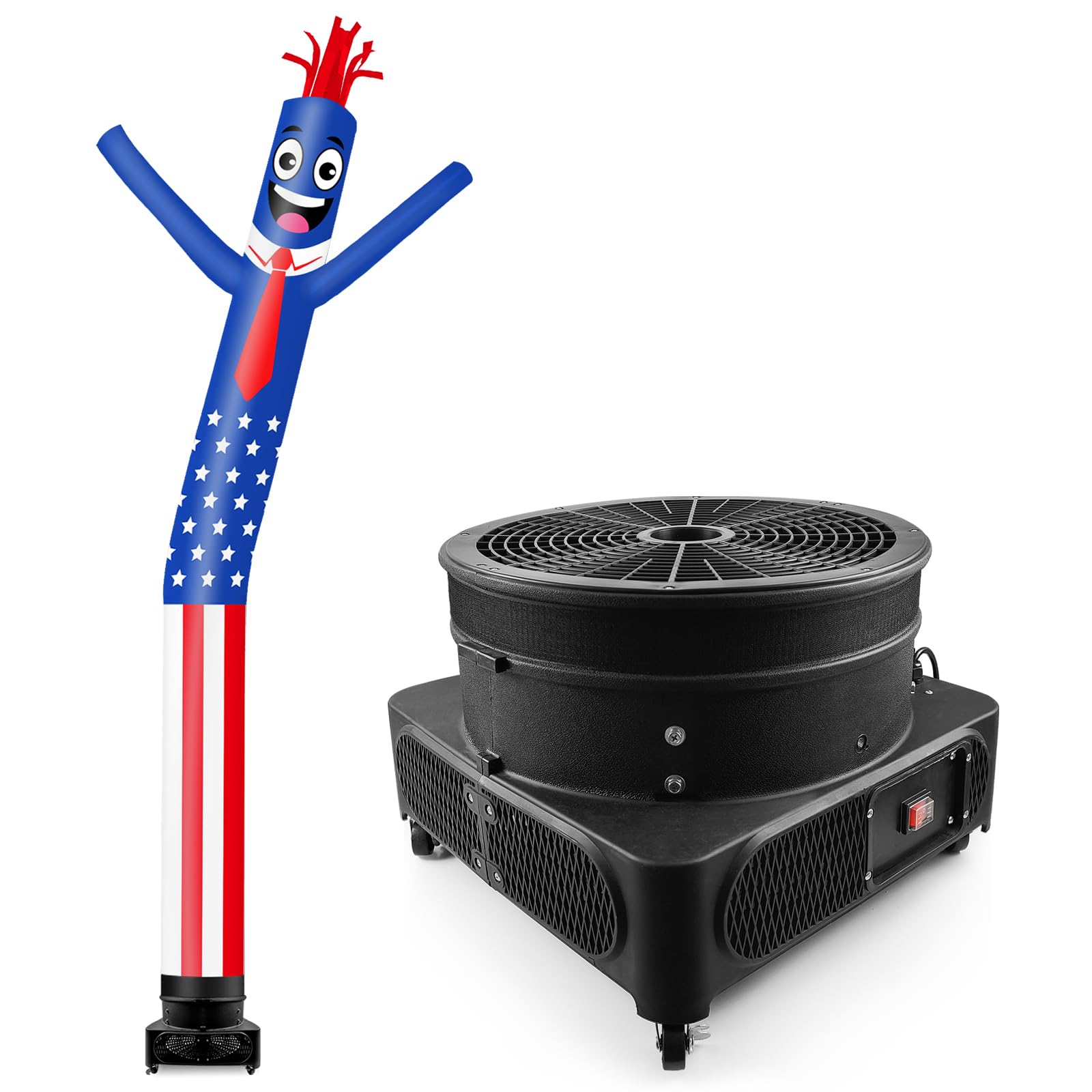 GOODENY 20FT Tall Inflatable Tube Man American Flag Wacky Wavy Dancing Guy with 1.5 HP Weather-Resistant Blower (18  Diameter) f