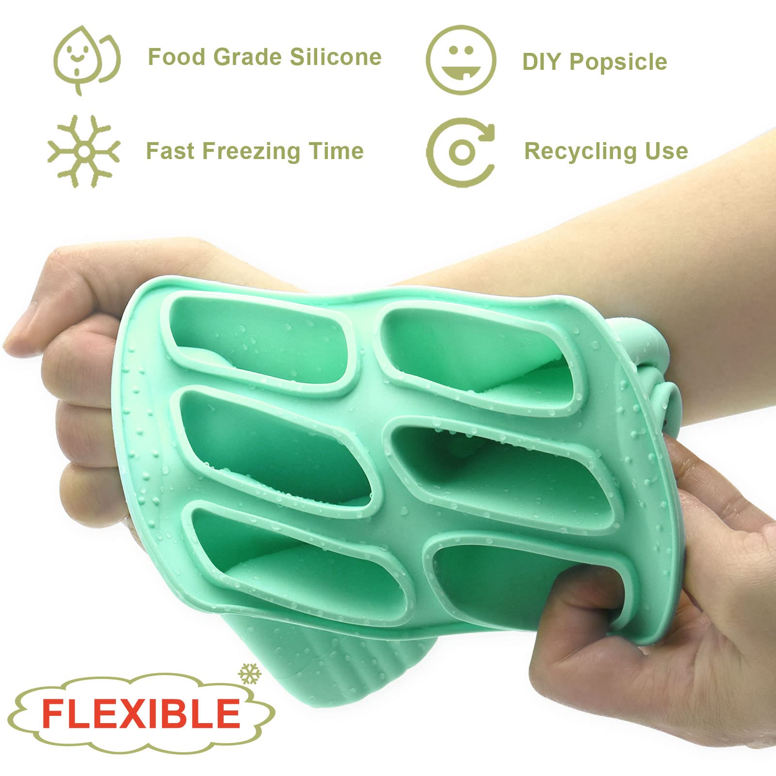 Homemade Popsicles Molds,Bongpuda 6 Pieces Silicone Popsicle Molds,Easy-Release Bpa-Free,Ice Pop Mold,Ice Cream Molds, Popsicle