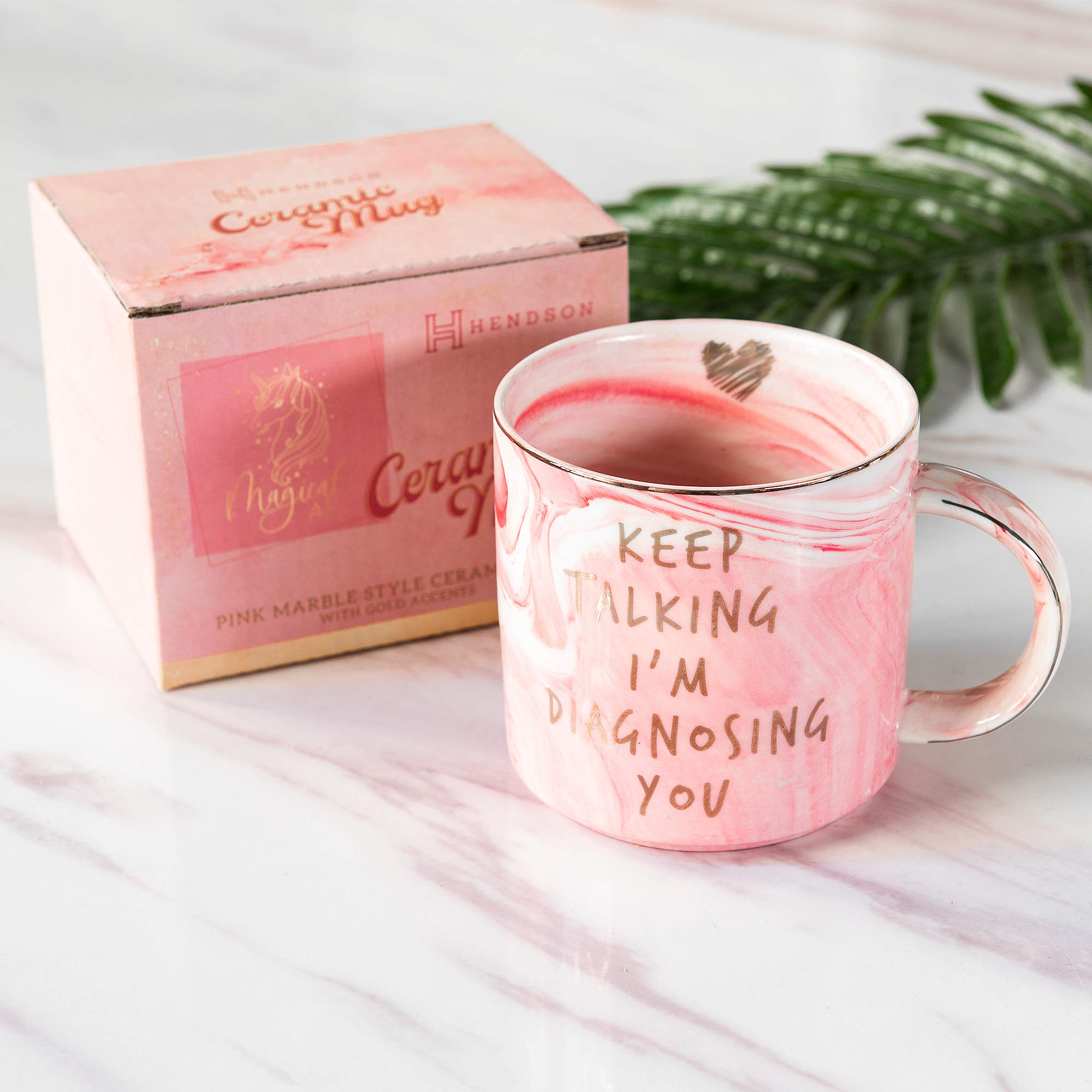 Psychology Gifts Funny Gift Idea for Psychologist  Psychiatrist  Therapist  School Counselor  Women  Boss  Mom  Coworker  Graduation - Keep Talking I'm Diagnosing You - Pink Coffee Mug 11.5oz Cup