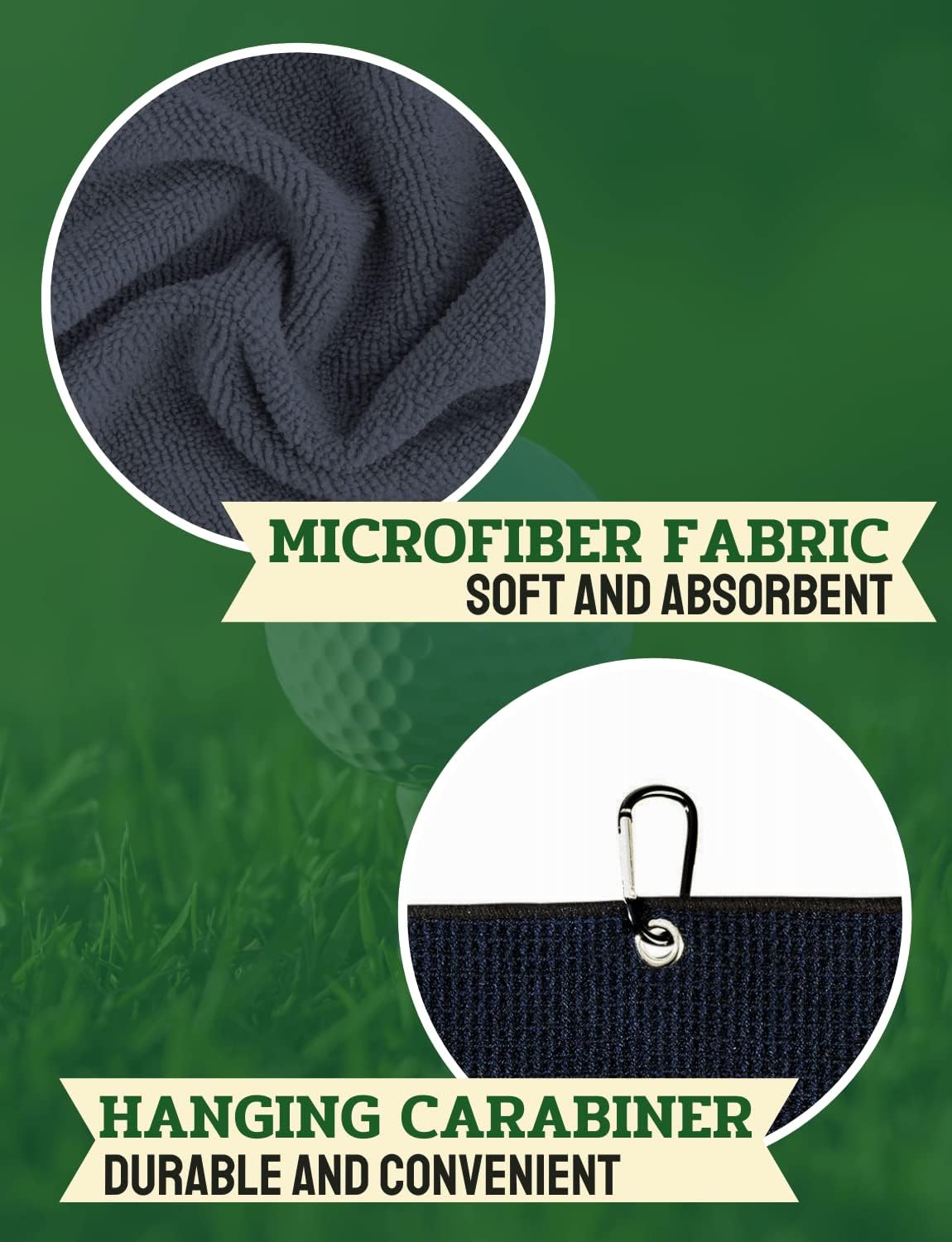 CybGene Golf Towel Gifts - Microfiber Golf Towels for Men and Women on Birthday, Christmas, 16 x 24 , Black, Initial A