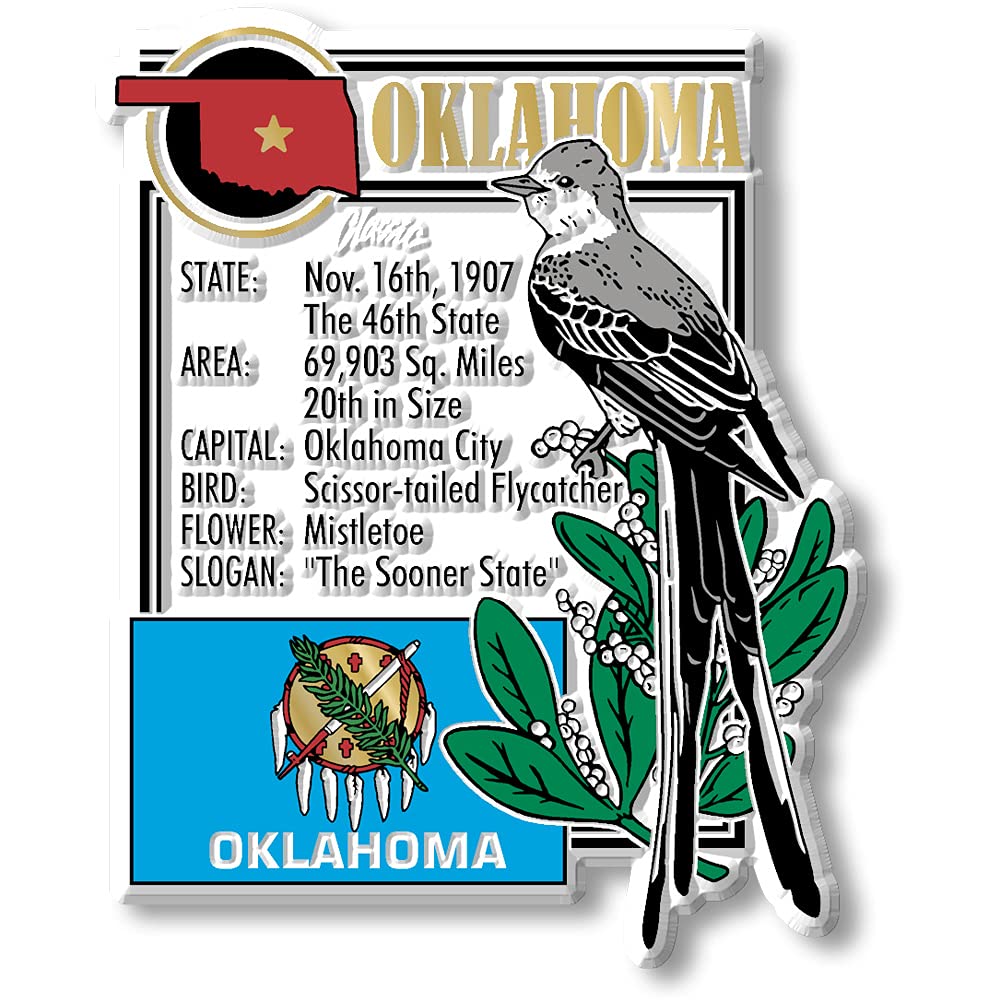 Oklahoma State Montage Magnet By Classic Magnets, 3.1'' X 3.2'', Collectible Souvenirs Made In The Usa