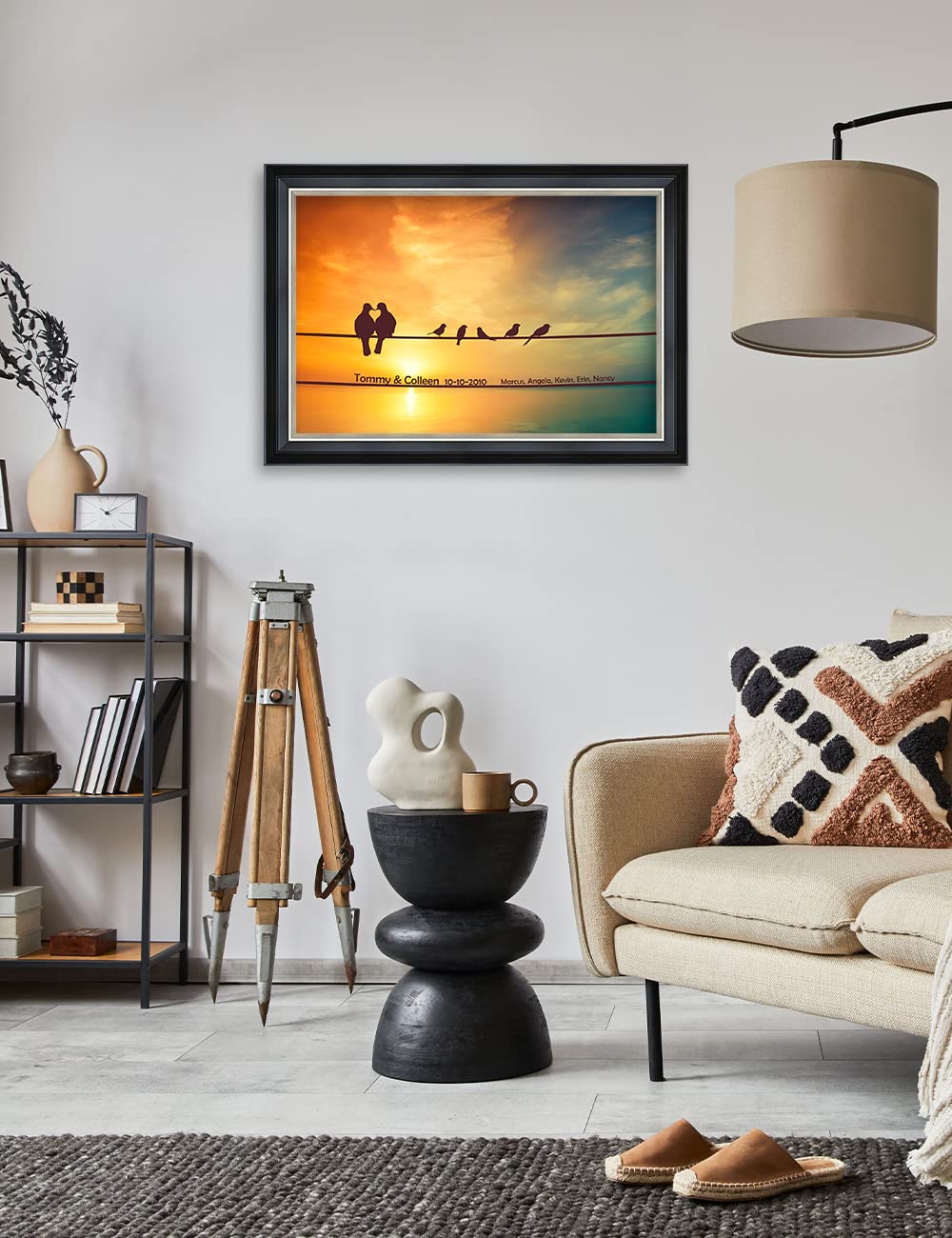 Ipic - We Are Family Personalized Framed Wall Art With Names And Date On, Giclee Prints Framed With Solid Wood, Custom Memorial