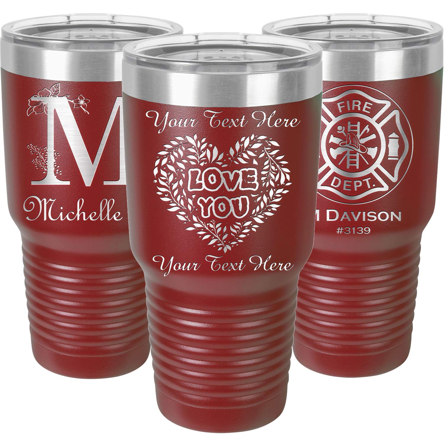 Personalized Tumbler 30Oz With Lid And Straw, Your Text Engraved In Usa Of Valentine'S Day Gift, Vacuum Insulated Coffee Mugs, S