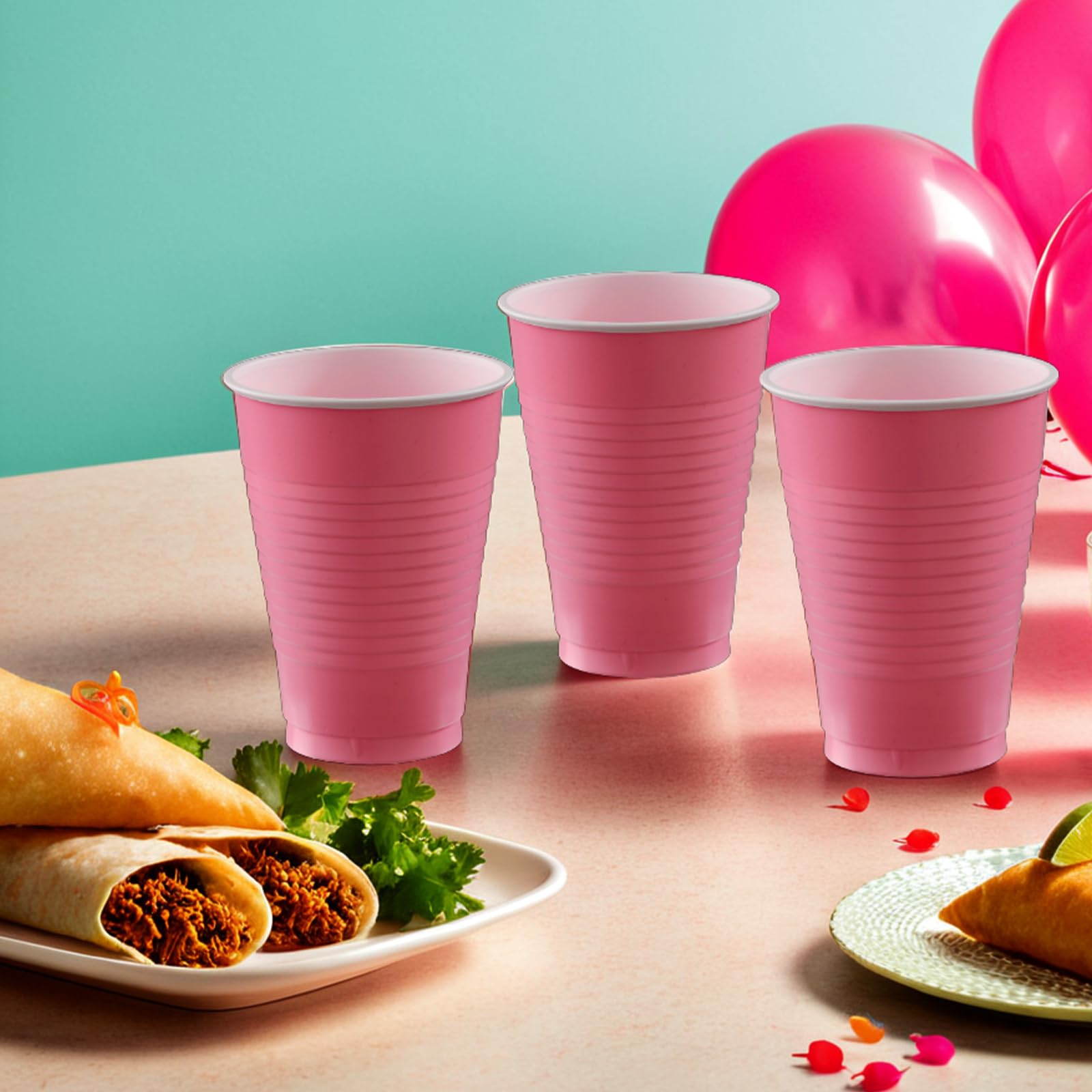 Amscan Big Party Pack, Durable Plastic Cups, 50 Count (Pack Of 1), New Pink
