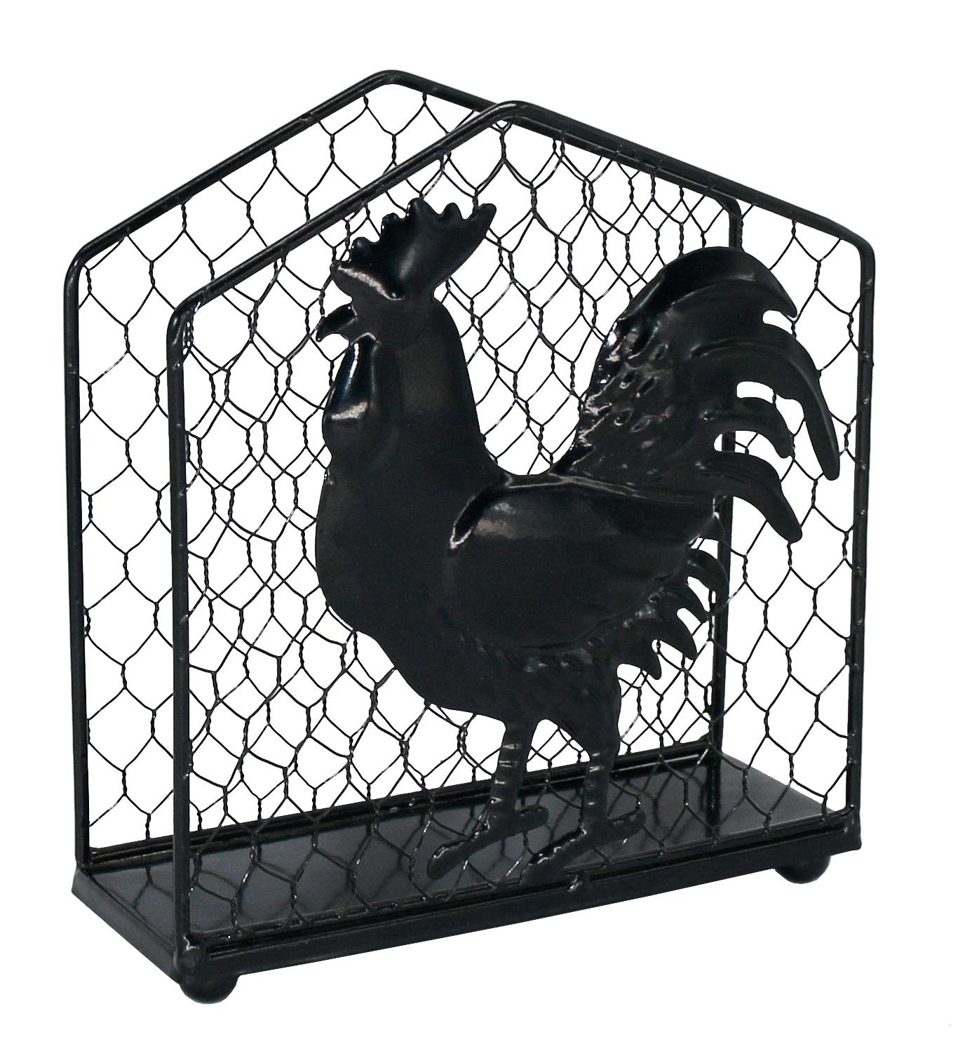 Metal Rooster Design Tabletop Napkin Holder/Freestanding Tissue Dispenser,Rustic White