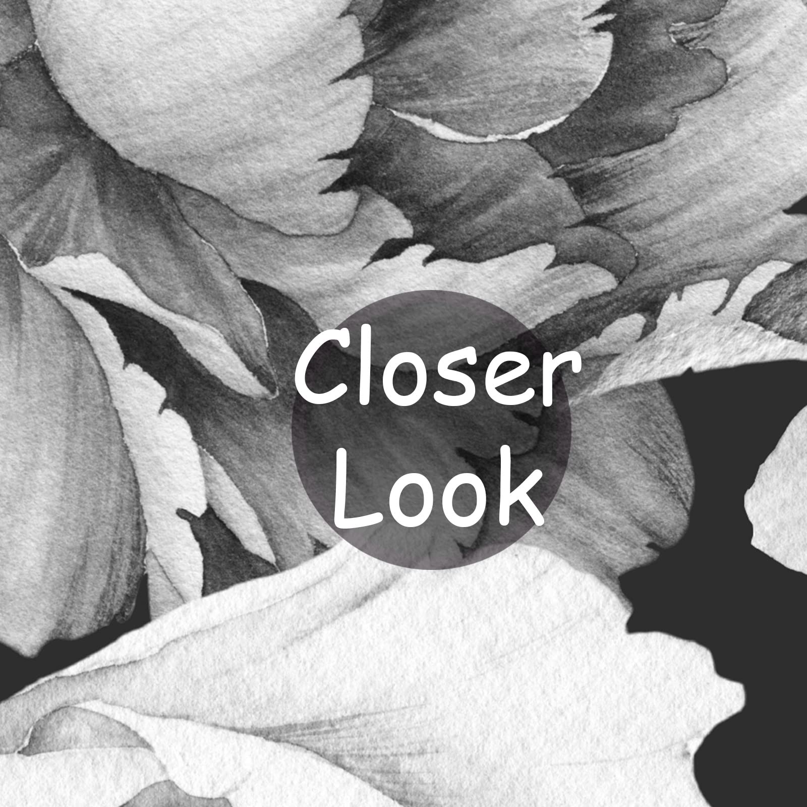 Mfwfm Black And White Peonies Wallpaper Watercolor Floral Mural Wallpaper For Bedroom Living Room (Not Peel N' Stick)