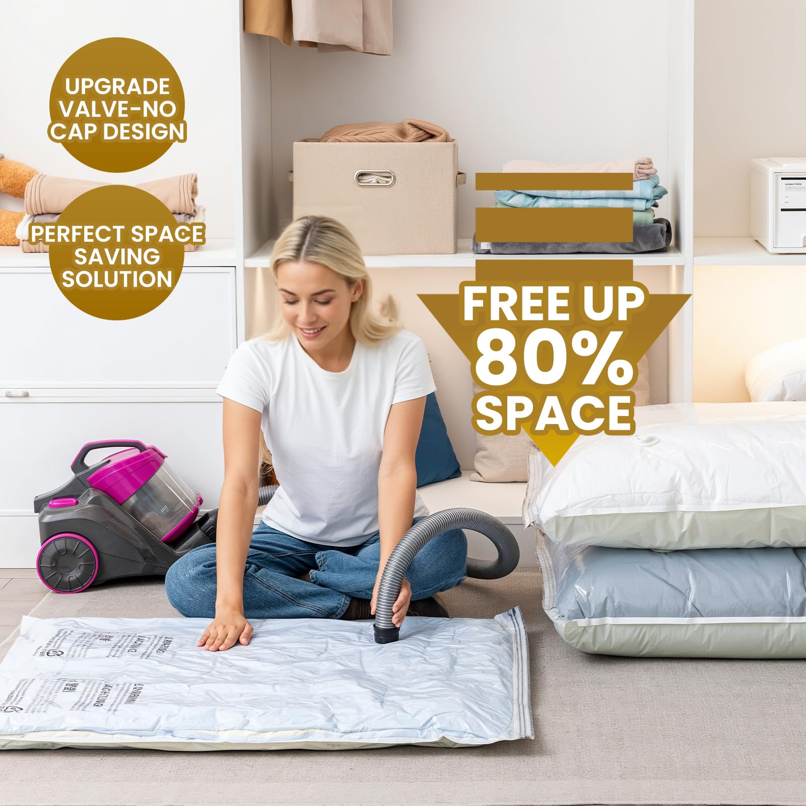 TAILI 4 Pack Vacuum Storage Bags for Comforter and Blankets  Jumbo Vacuum Seal Bags for Bedding 40x31 Inch  Space Saver Bags for Clothes  Pillows  Saving More Closet Space