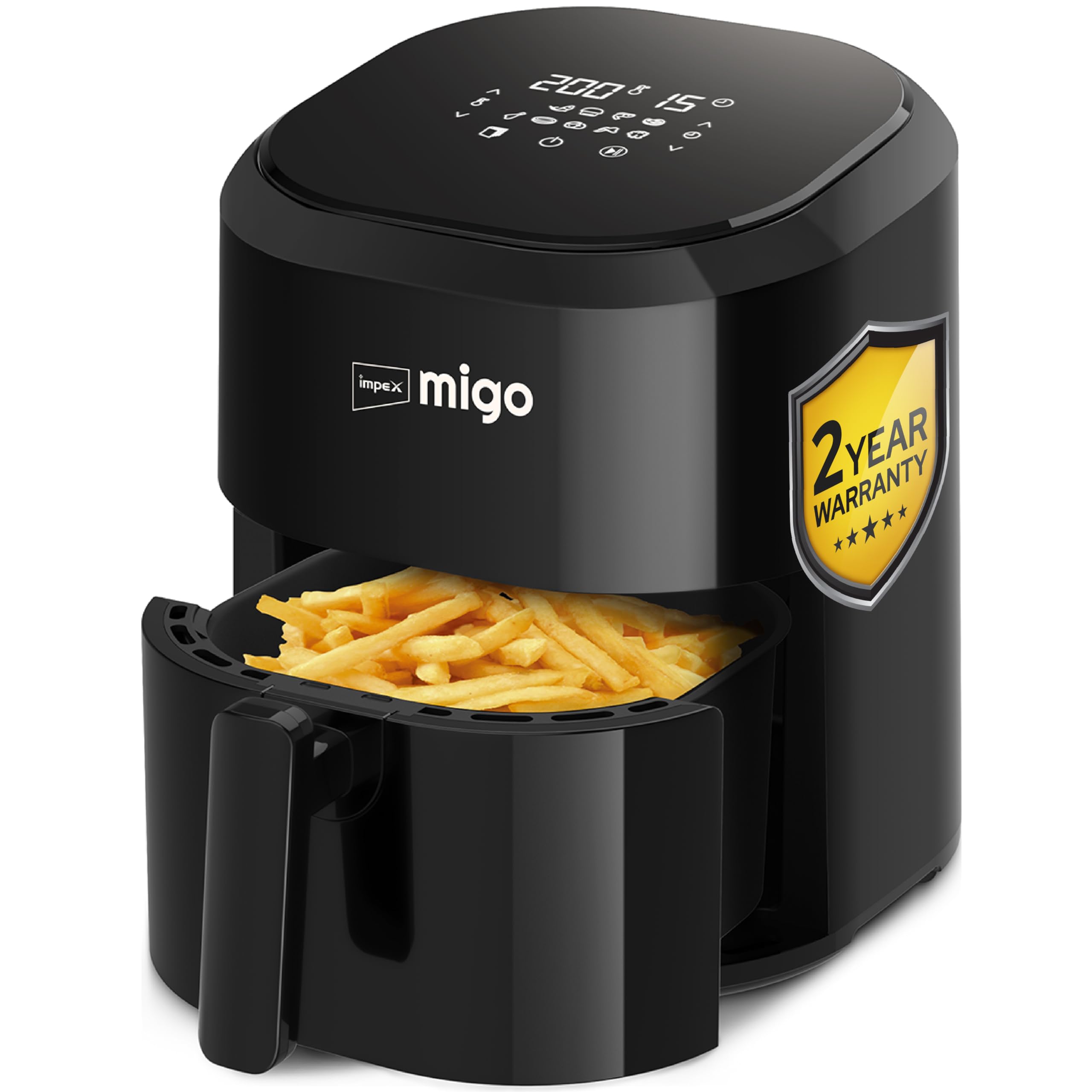 Impex Digital Air Fryer 10 In 1 | 1200 W OilFree Cooking | 4.5 L Instant Electric Air Fryer For Home Auto Cut Off, Fry, Grill, 