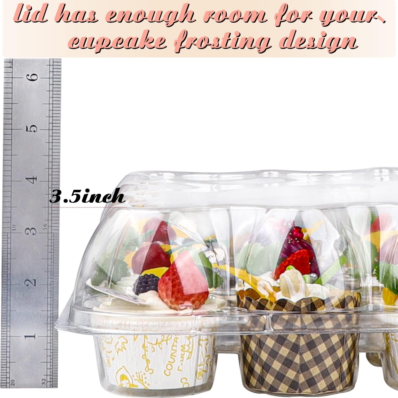 Twowyhi 12 Counts X 15 Sets Cupcake Containers 12 Count Cupcake Boxes Plastic Cupcakes Carrier Holders For Clear Plastic Disposa
