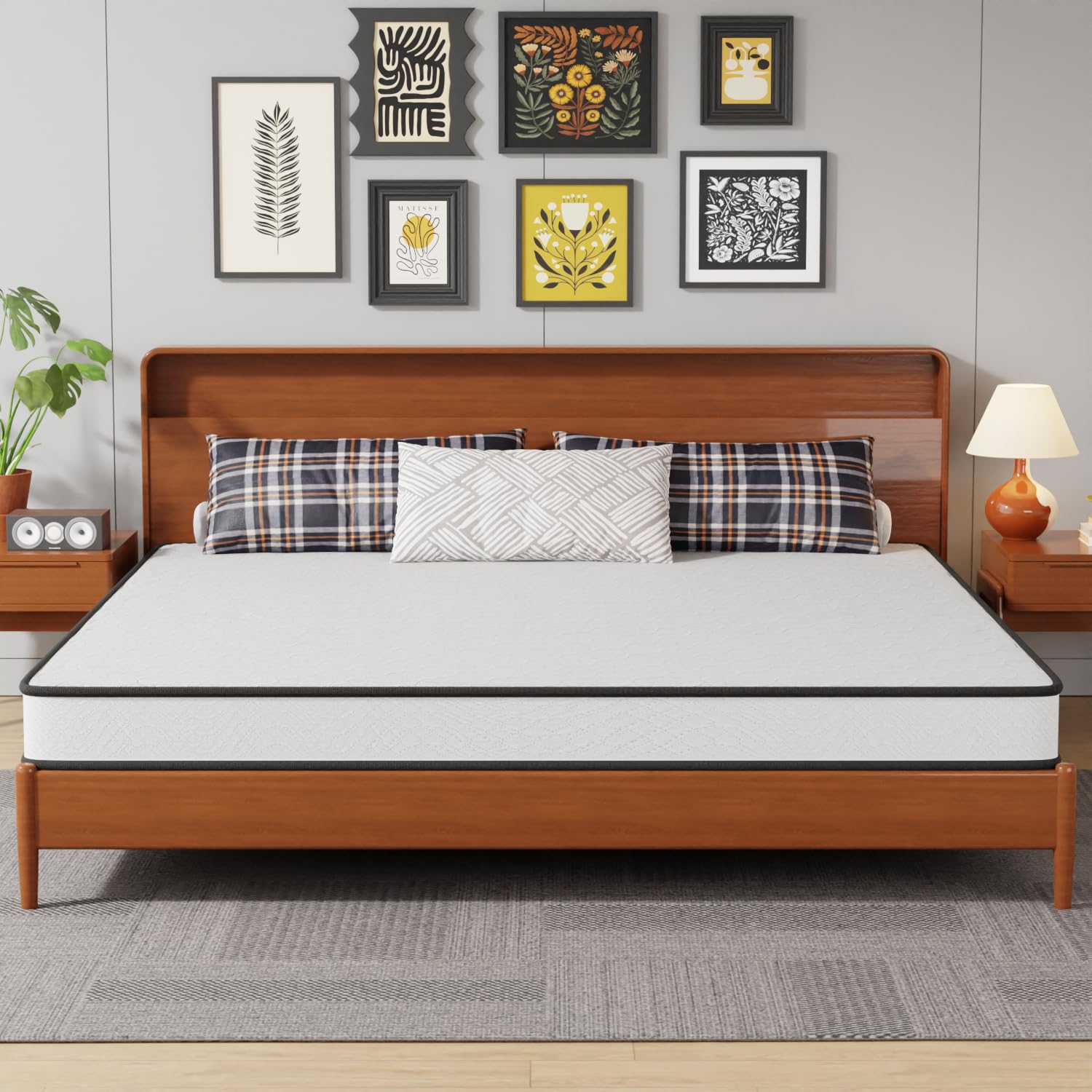 Paylesshere 6 Inch Hybrid Mattress With Innerspring And Foam/Fiberglass Free/Medium Firm Spring Mattress/King Size Mattress In A