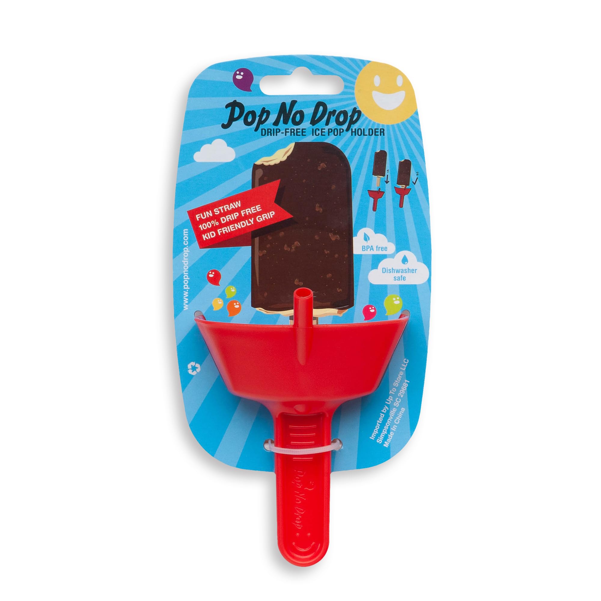 The Original Pop No Drop Popsicle Holder - Mess-Free Frozen Treats Holder With Straw - Drip Free, Bpa Free & Dishwasher Safe - N