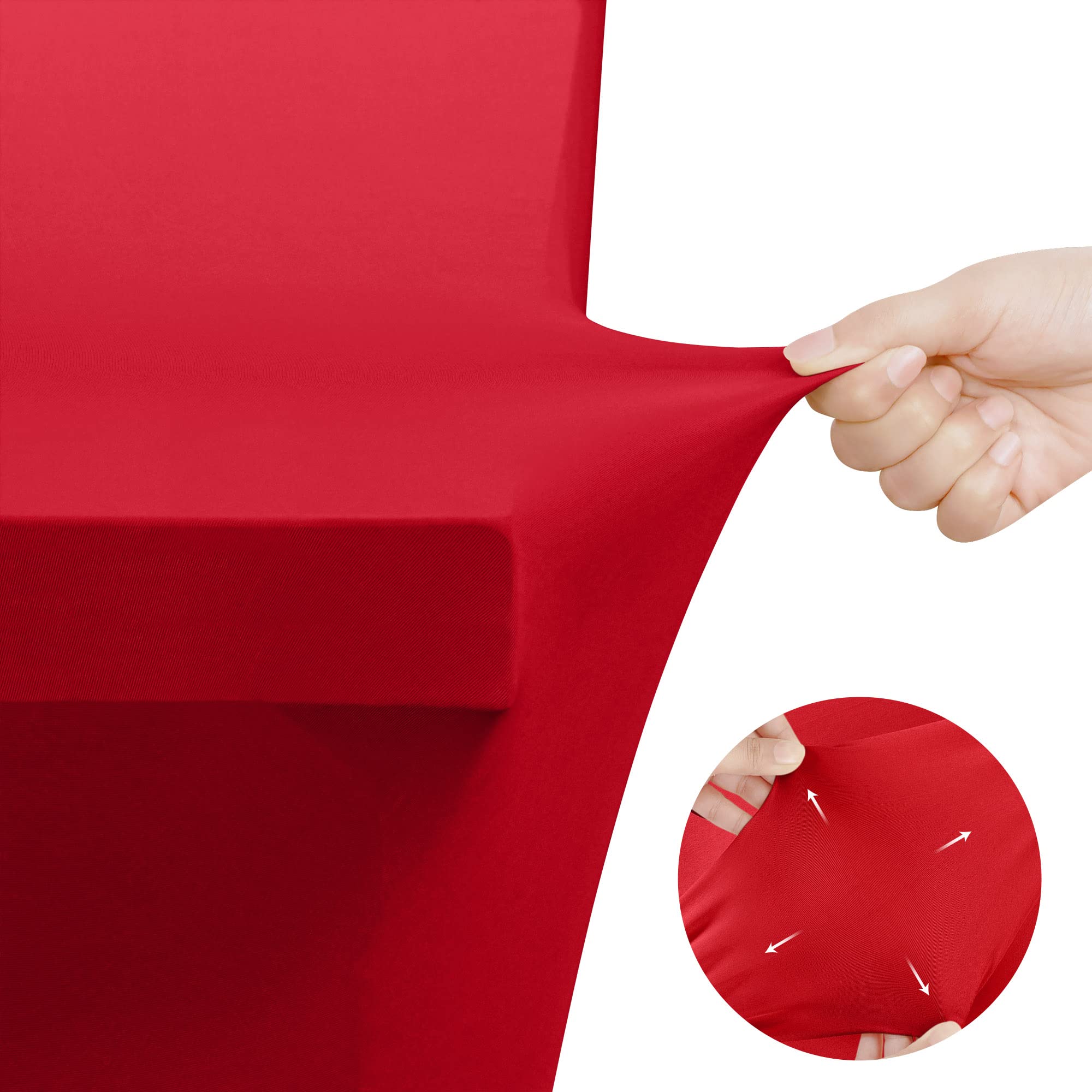 Utopia Kitchen Spandex Tablecloth 2 Pack [6FT  Red] Tight  Fitted  Washable and Wrinkle Resistant Stretch Rectangular Patio Table Cover for Event  Wedding  Banquet & Parties [72Lx30Wx30H Inch]