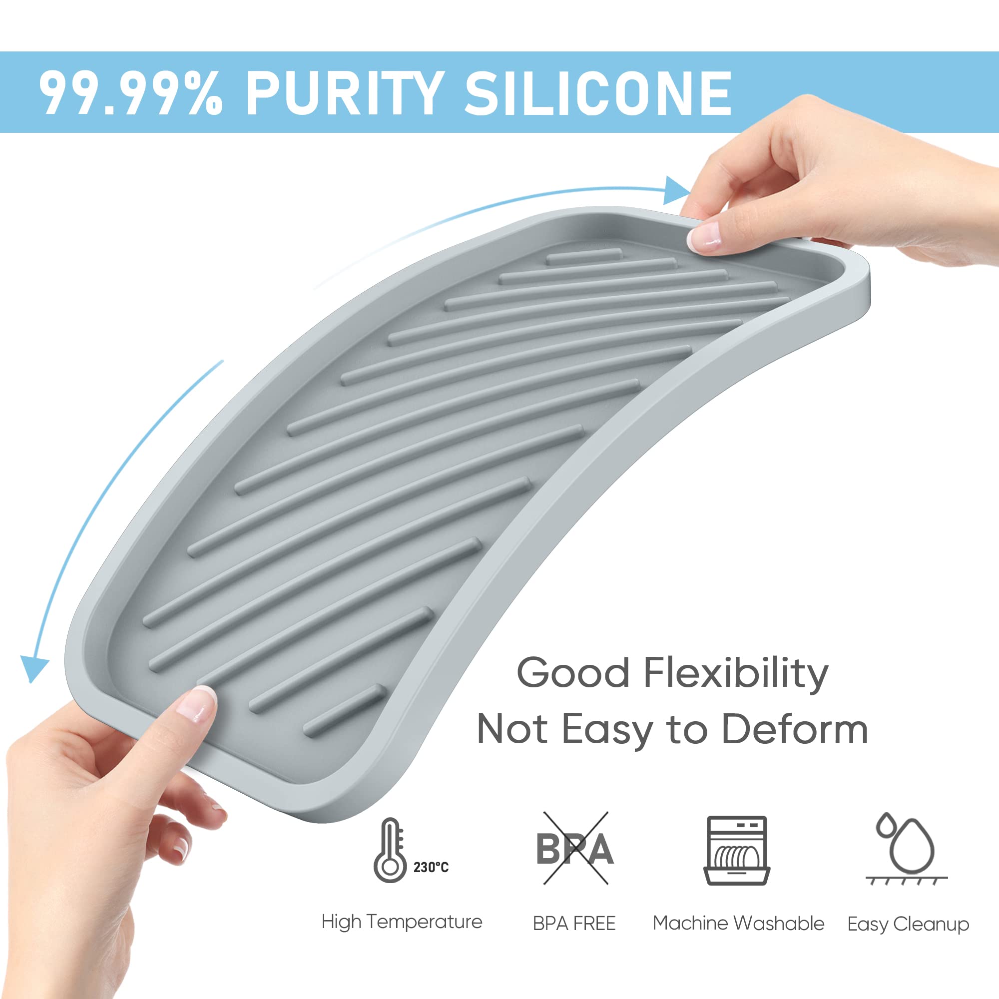 Eg-Sipro Silicone Sponge Holder,Large Great Thickened Durable 10'' Kitchen Sink Organizer Tray Kitchen Soap Tray Soap Dispenser