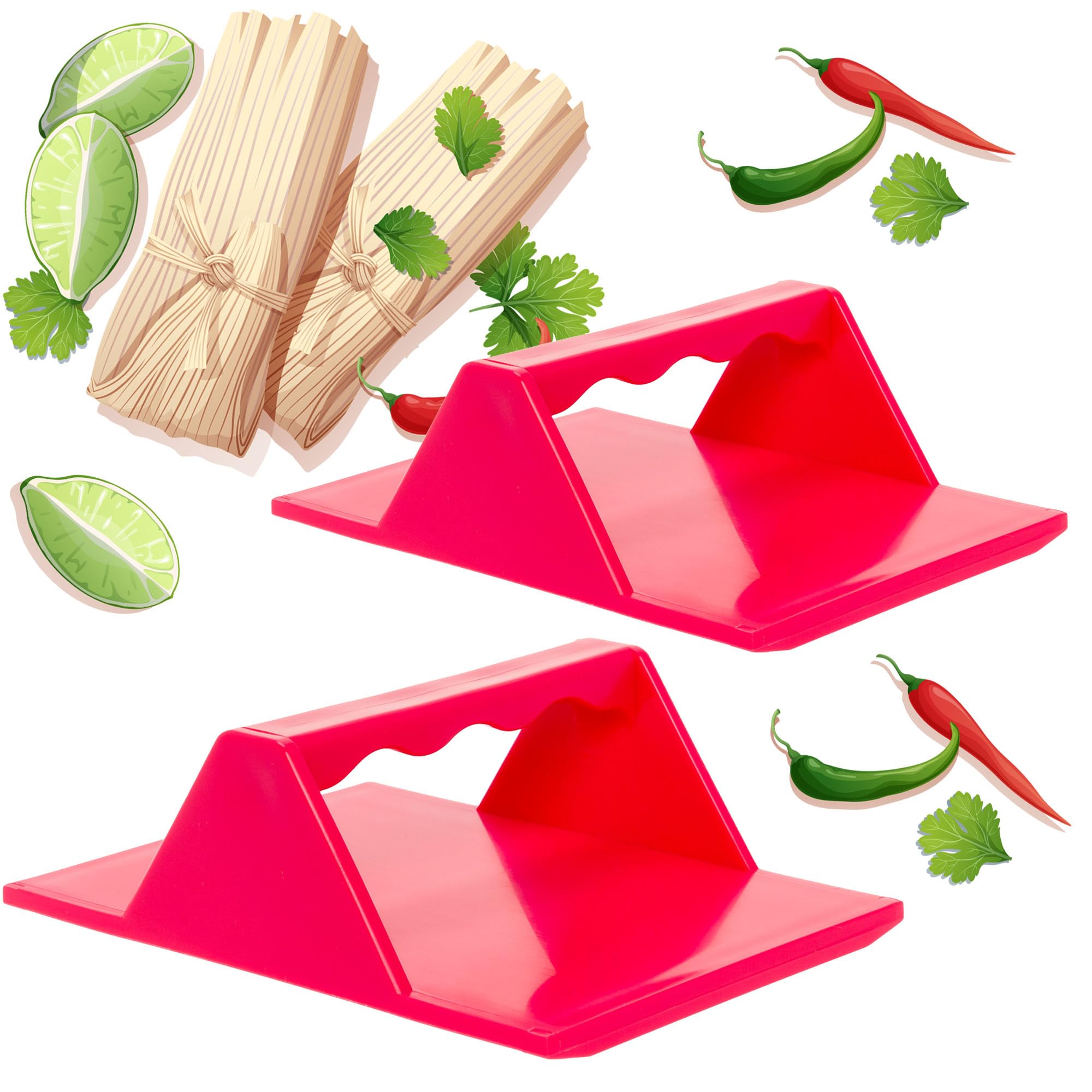 Tamales Masa Spreaders - Kitchen Utensils - Easy Grip Ergonomic Handle By Mindful Design (2 Pack, Red)