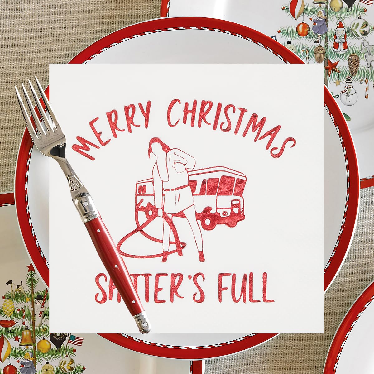 Merry Christmas Full Napkins, Christmas Holiday Napkins, National Christmas Vacation Decorations, Xmas Vacation Party Decoration