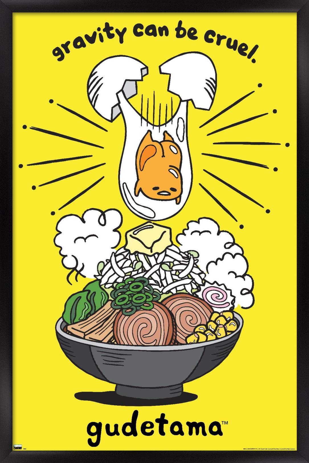 Trends International Gudetama - Gravity Wall Poster, 14.725'' X 22.375'', Black Framed Version