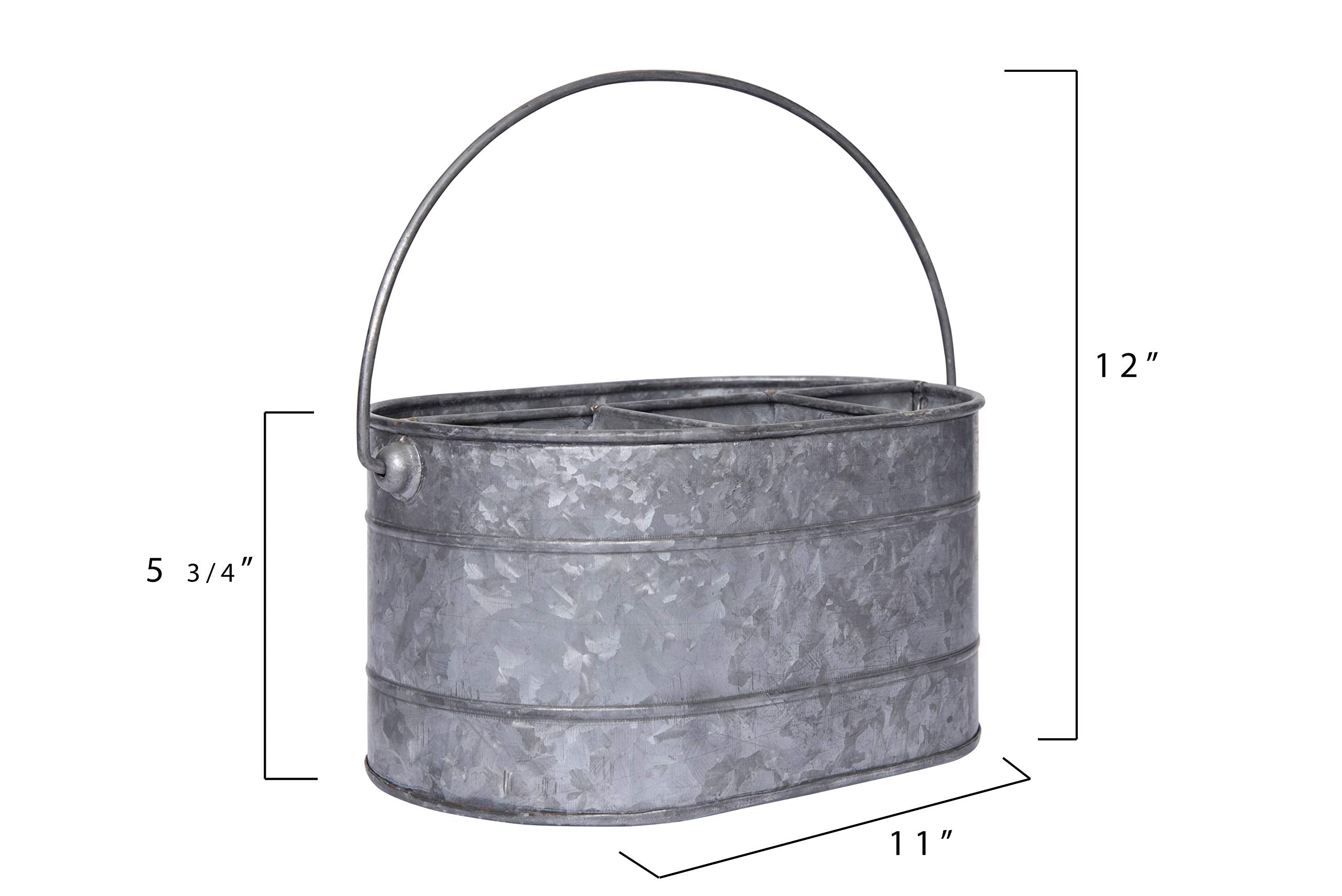 Creative Co-Op Metal Bucket With 4 Compartments And Handle