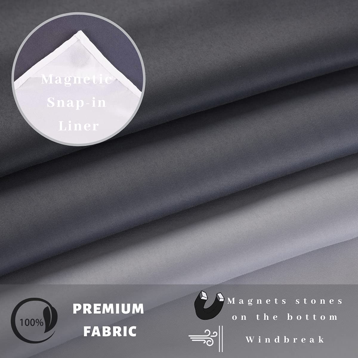 Ecoehoe 71'' W X 79 L Hook Free Fabric Shower Curtain With Polyester Snap-In Liner With Magnets-Hotel Quality Top See Through Gr