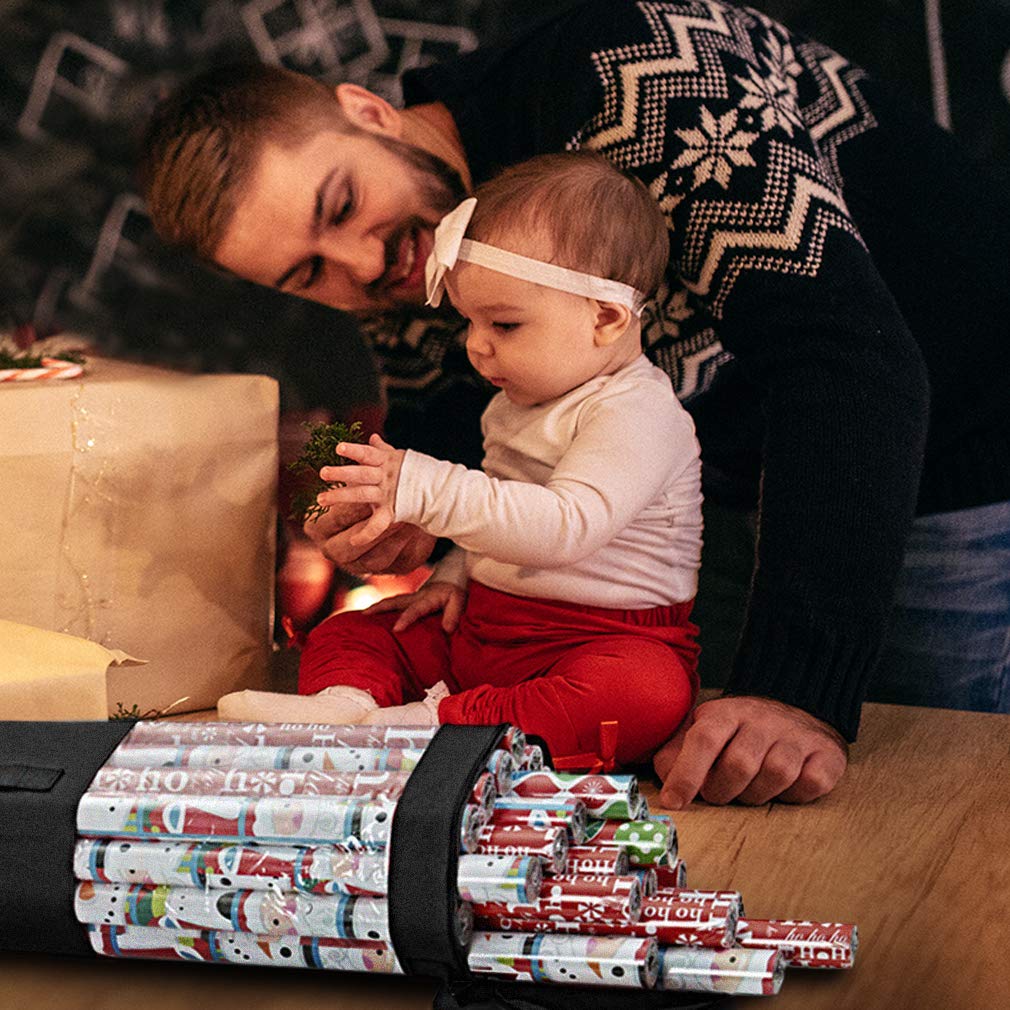 Propik Wrapping Paper Storage Organizer Bag, Store Up To 24 Rolls 40 Inch, Heavy Duty Polyester Plus Pvc Clear Bag With Handles