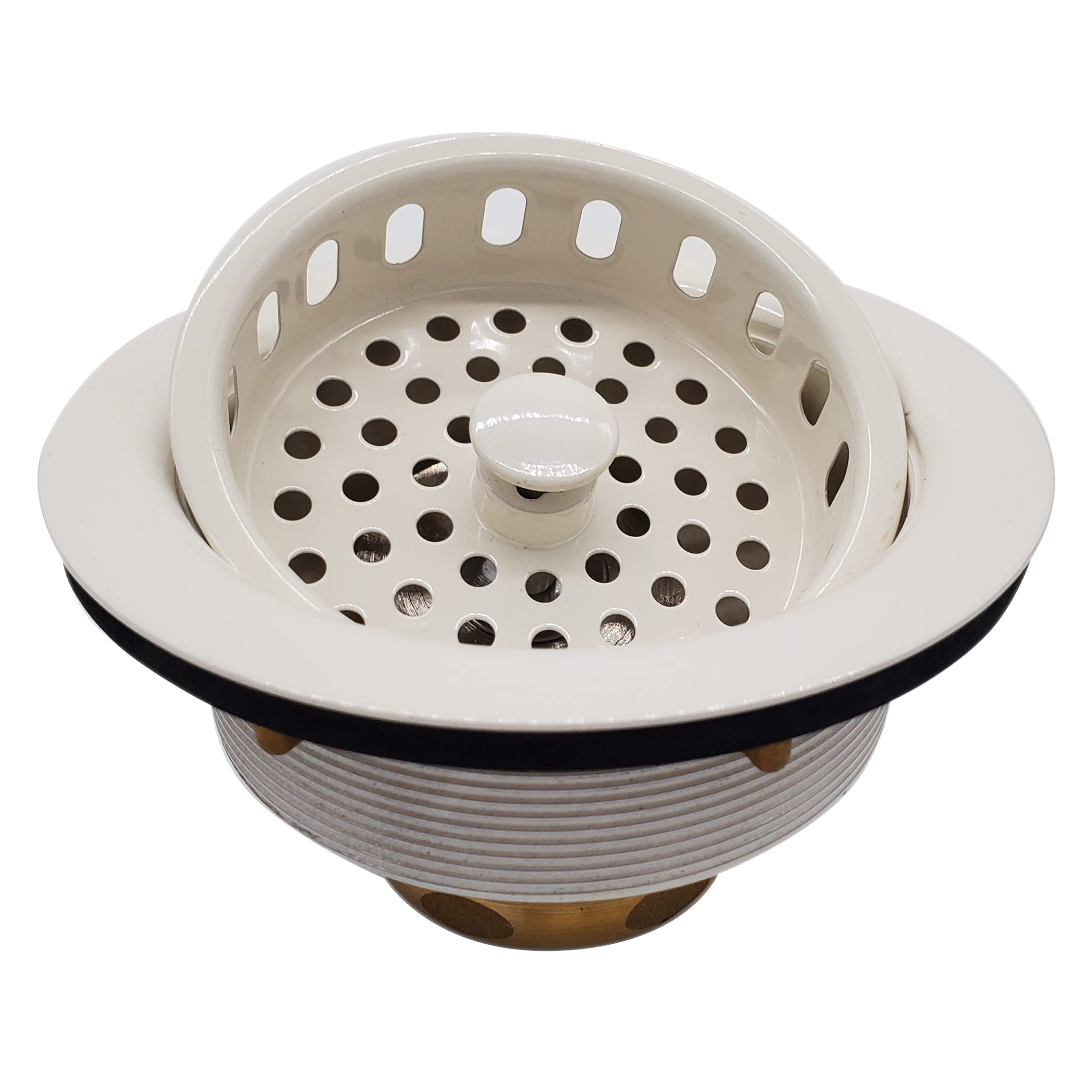 Westbrass D214-51 3-1/2'' Post Style Large Kitchen Sink Basket Strainer, 1-Pack, Powder Coat Almond