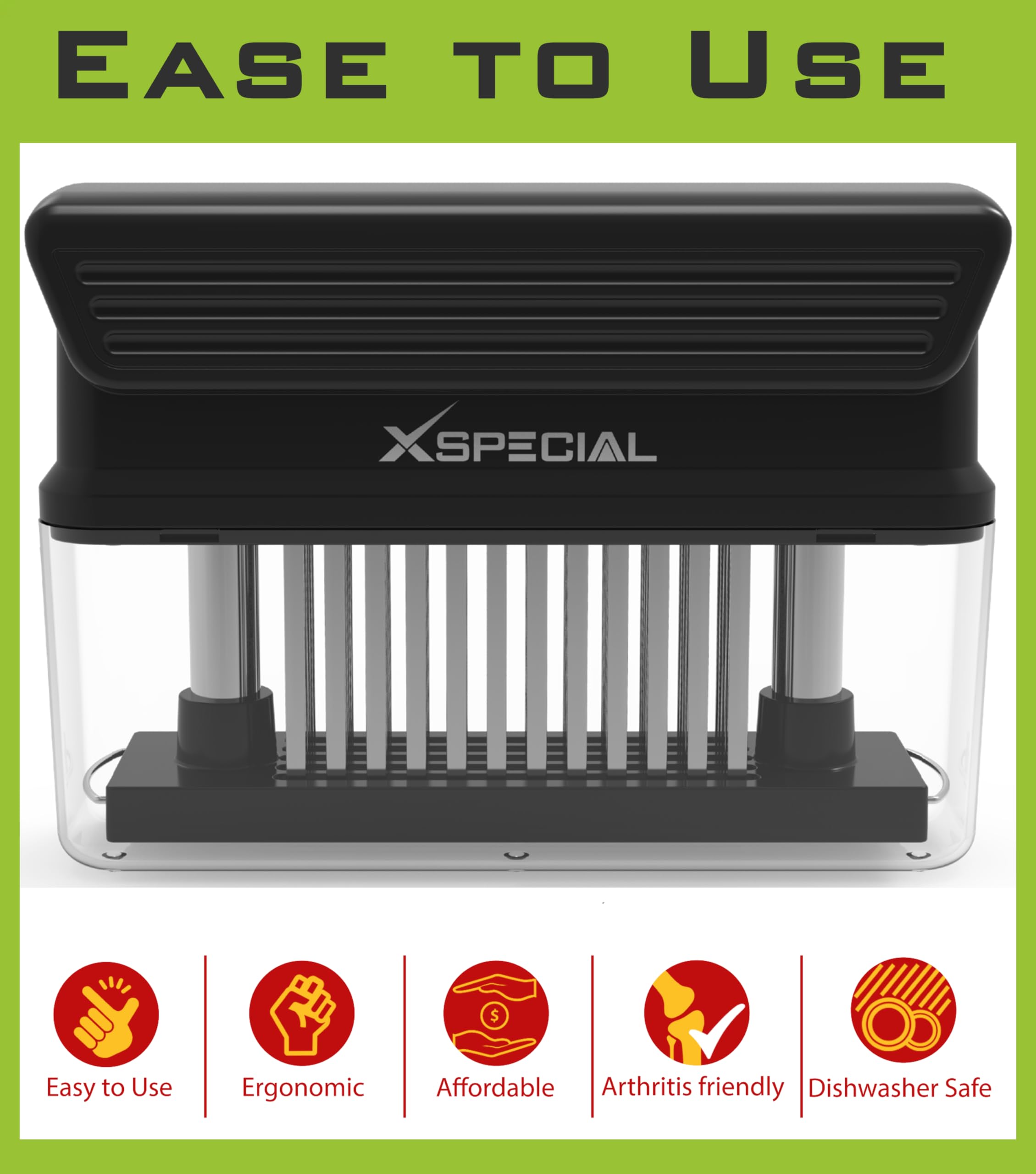 Xspecial Bold Xl Meat Tenderizer Tool 60-Blades Stainless Steel, Kitchen Cooking Gadgets Tools With Ultra Sharp Needle That Make