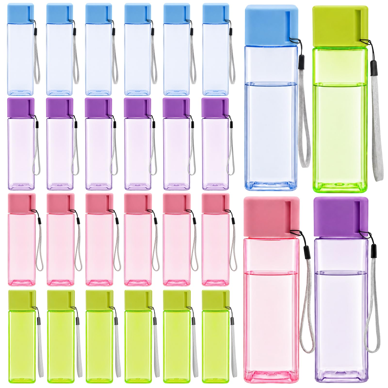 24Pcs Bulk Water Bottles 17oz Reusable Plastic Sports Water Bottles