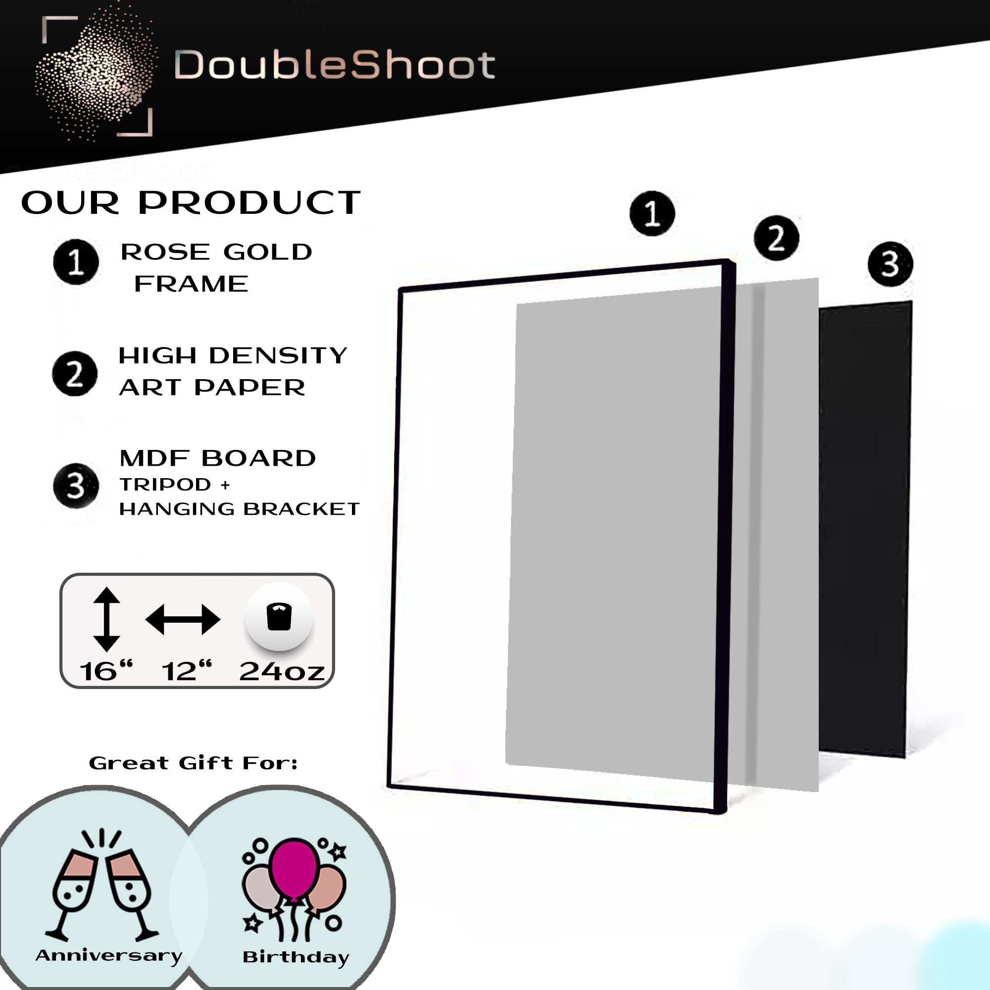 Doubleshoot Black Frame Sign Poster 30Th Birthday Decorations For Men Women 12 ''X16 ''- 30 Birthday Party Favors, Guest Book Al