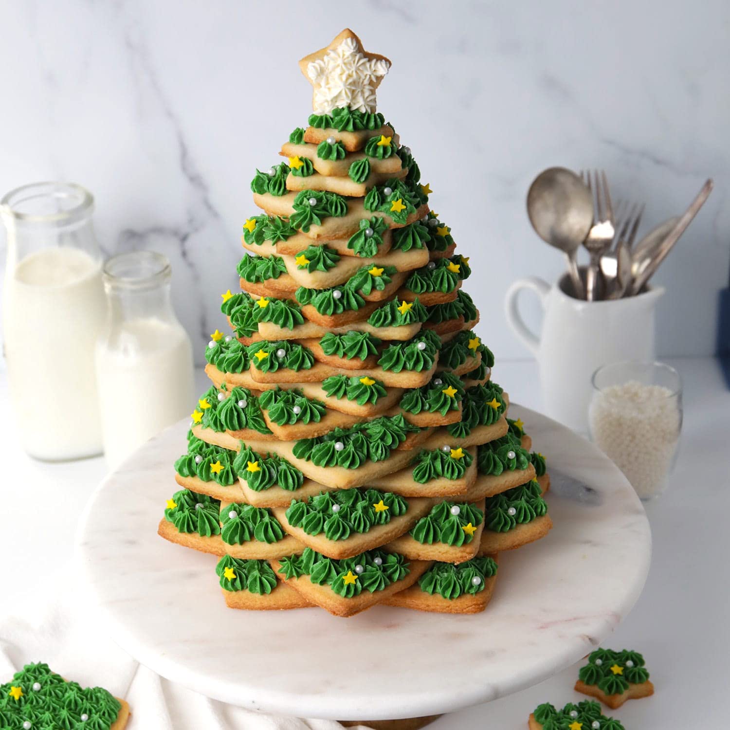 Kaishane 10Pcs 3D Christmas Tree Cookie Cutter Set-Star Cookie Cutters Xmas Decoration Fondant Donut Cookie Cutters Kit For Chri