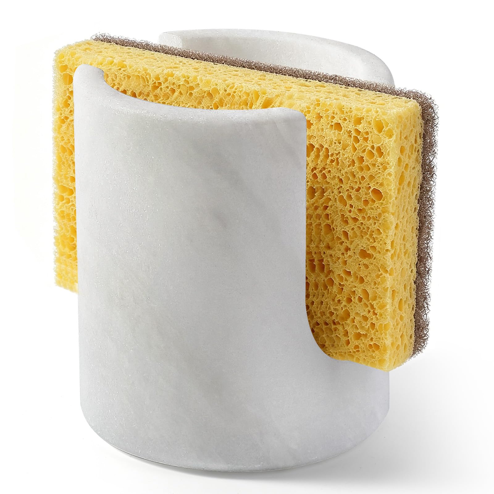 Koville Marble Sponge Holder for Kitchen Sink Counter, Natural Stone Sponge Caddy for Sink Organizer, Dish Drying Rack, Marble K