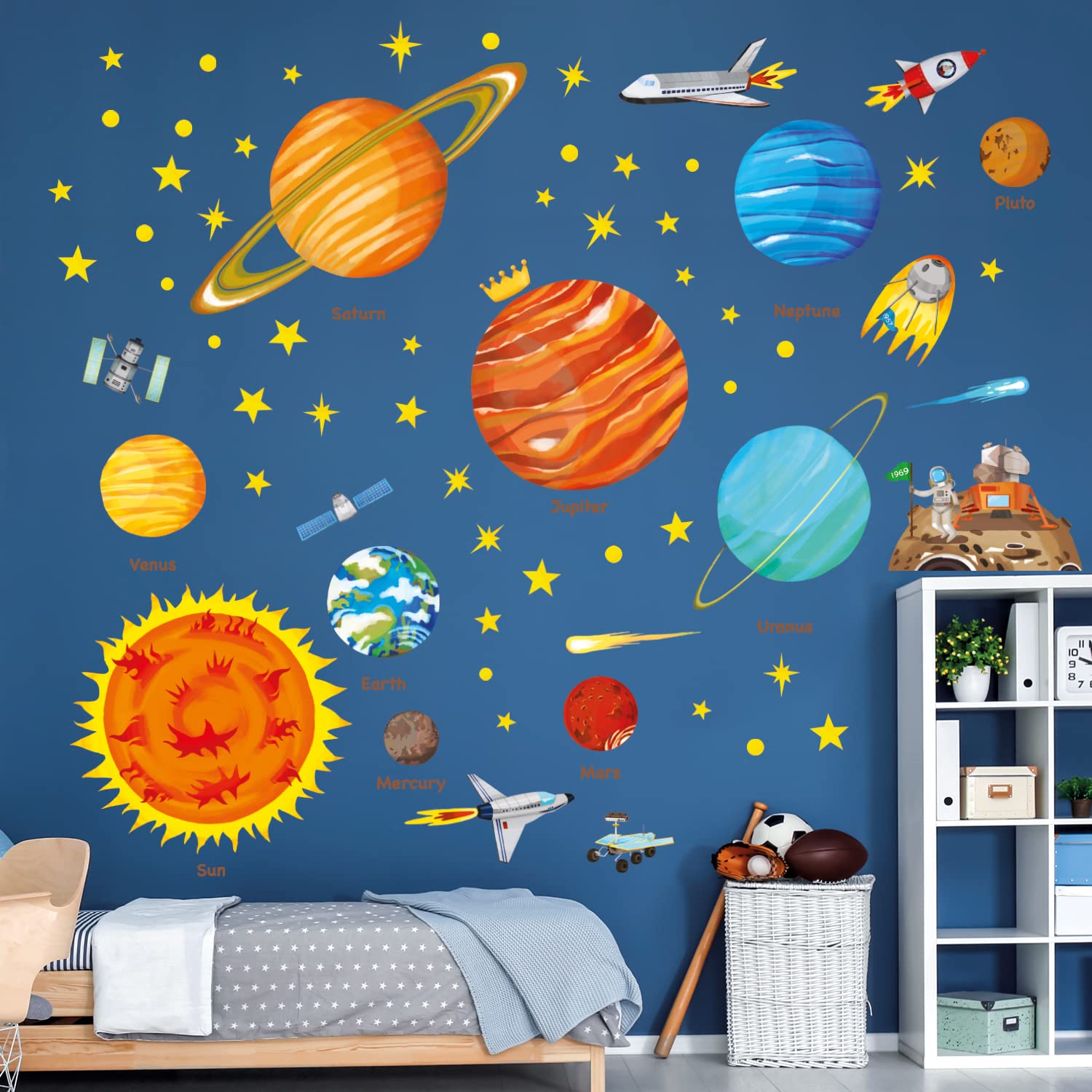 Decowall Sg2-1501 The Solar System Kids Wall Stickers Wall Decals Peel And Stick Removable Wall Stickers For Kids Nursery Bedroo