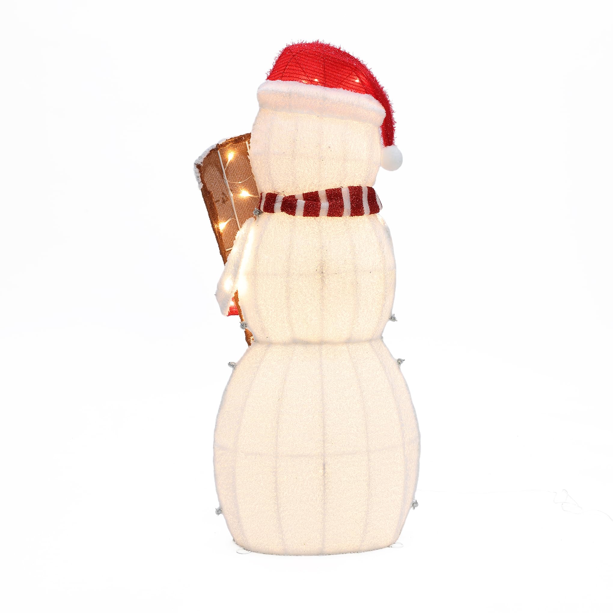 LuxenHome 3.5FT Lighted Snowman Outdoor Christmas Decorations, Light Up Snowman Holding Let It Snow Sign Christmas Decor, Xmas D