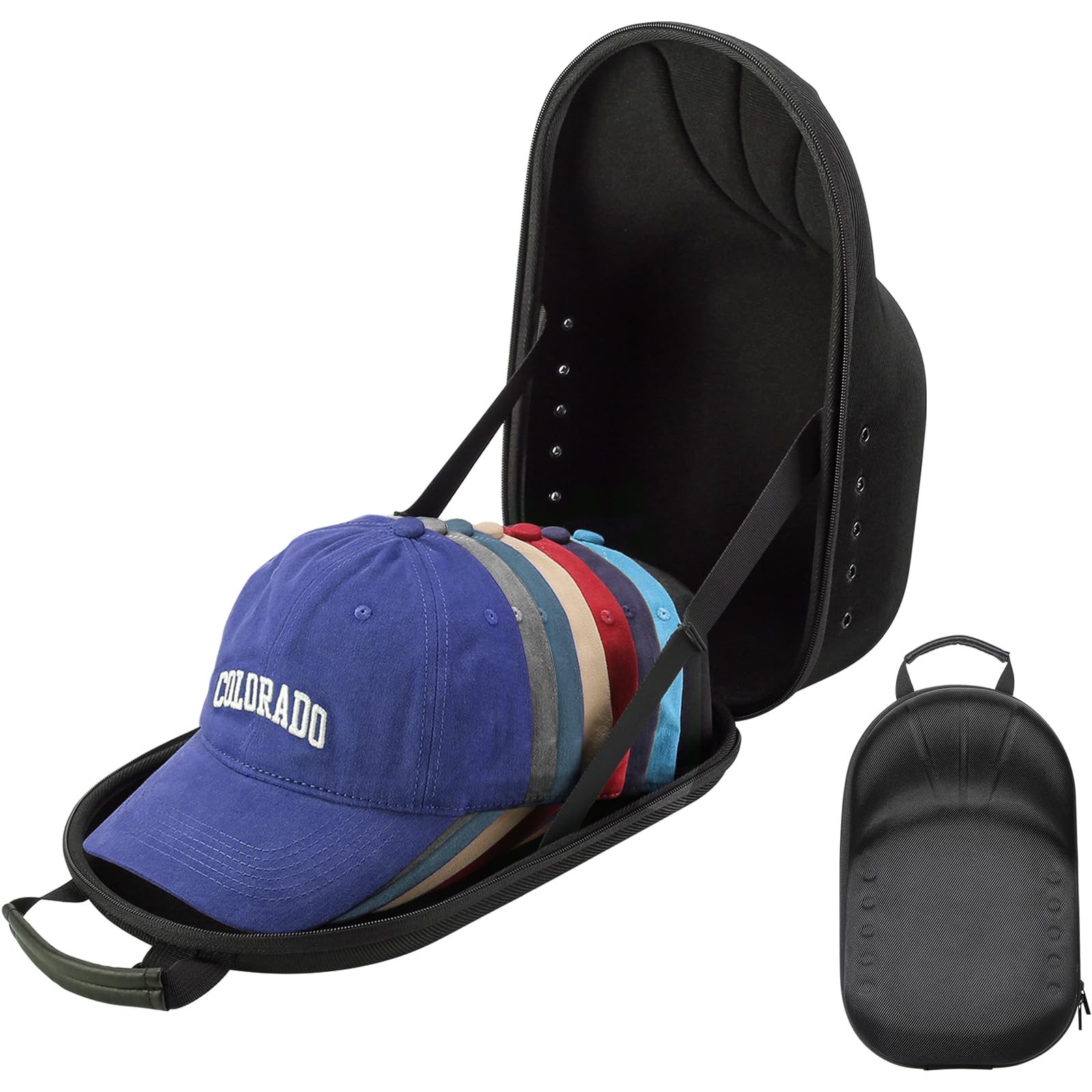 ProCase Hat Travel Hard Case, Hat Carrier Storage Bag for 7-8 Baseball Caps,Hat Organizer Ball Caps Holder with Adjustable Shoul