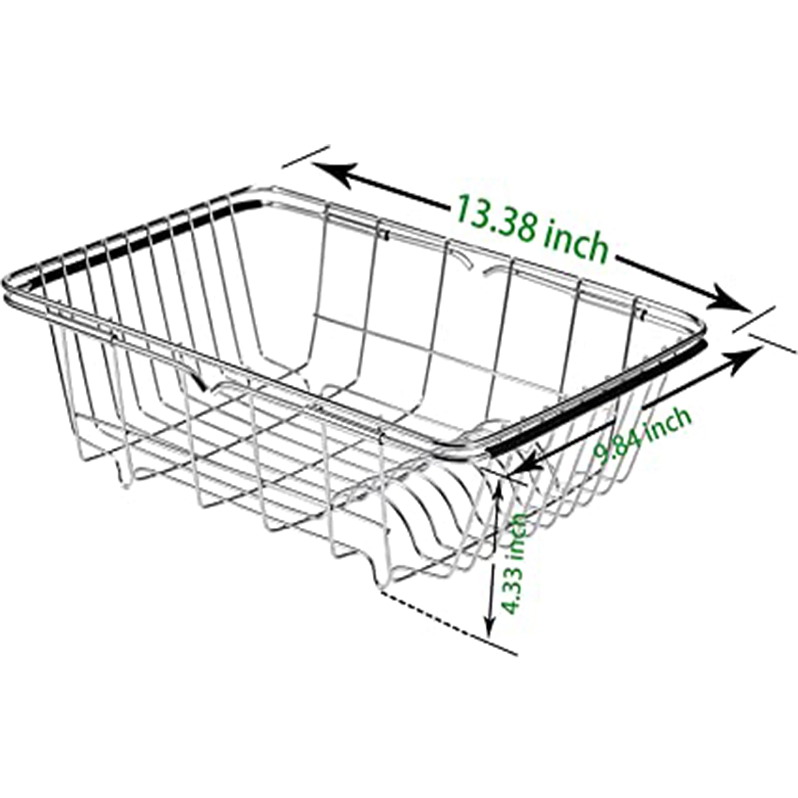 Jingways Stainless Steel Dish Rack,Expandable Deep & Large Dish Drying Rack, Over The Sink, In Sink Or On Counter Dish Drainer,