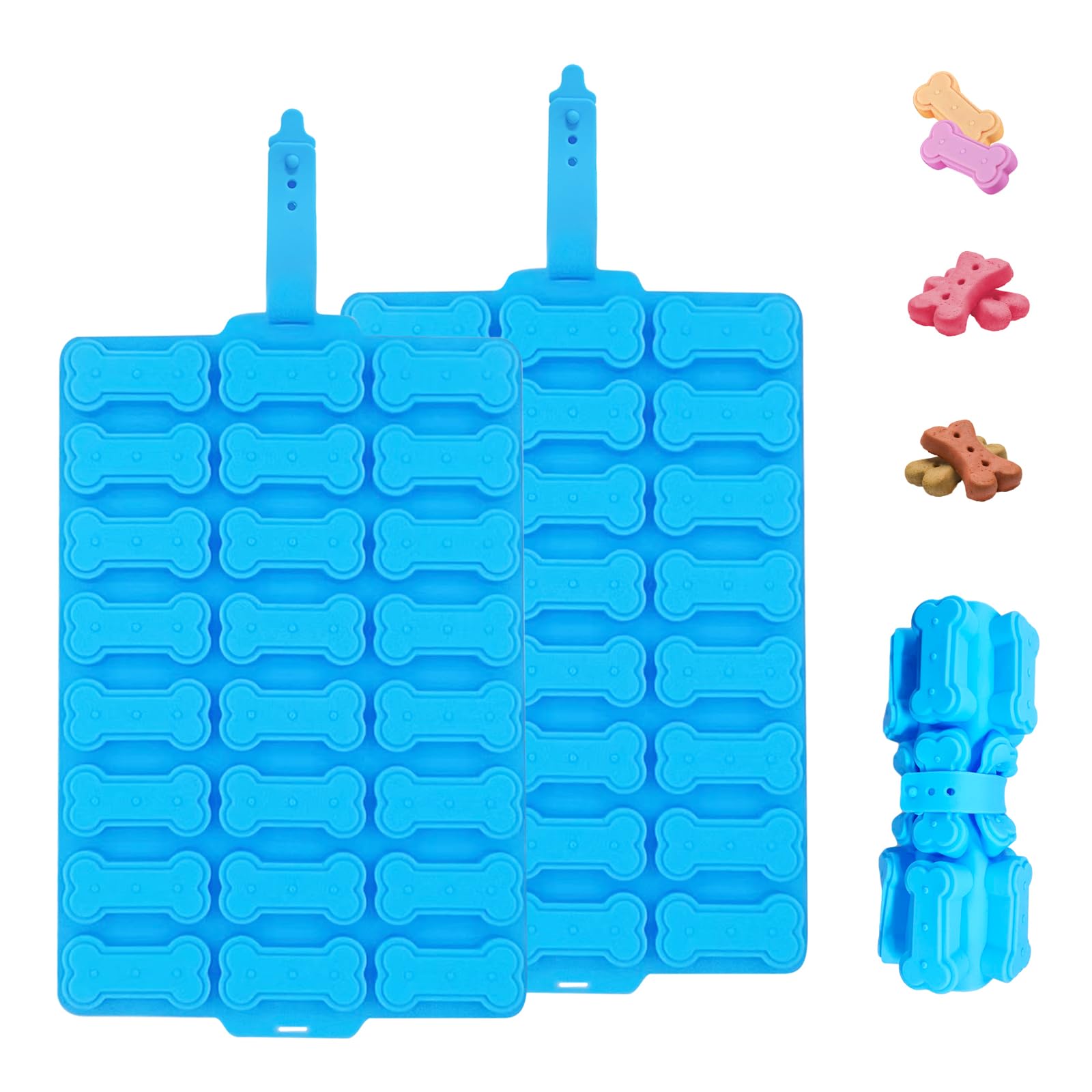 2 PCS Silicone Molds,Dog Treat Molds for Baking,Non-Stick Gummy Molds,Silicone Dog Bone Molds for Chocolate, Candy,Pudding, Jell
